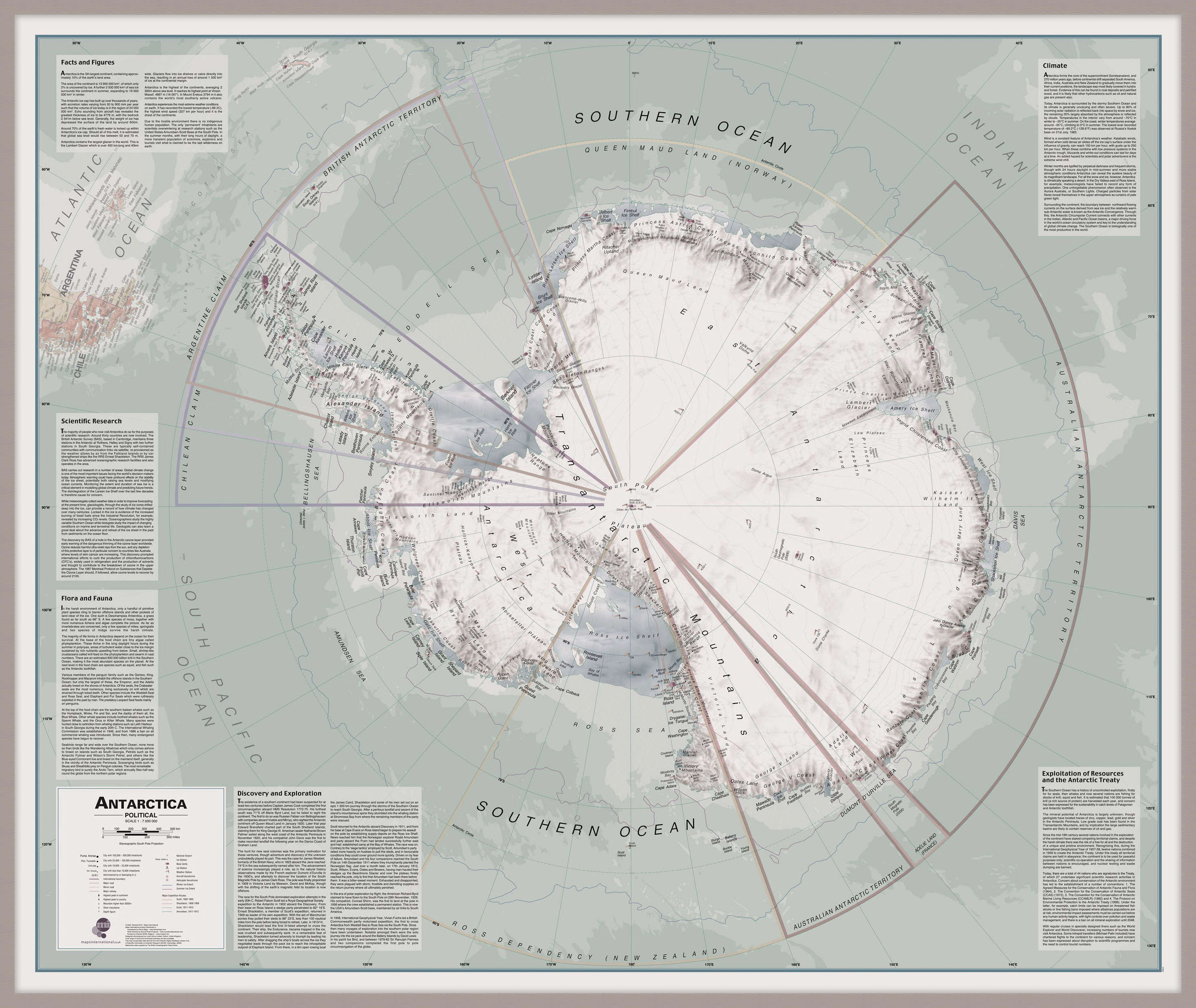 CT00697_H_MGFAL - Executive Antarctica Wall Map Political