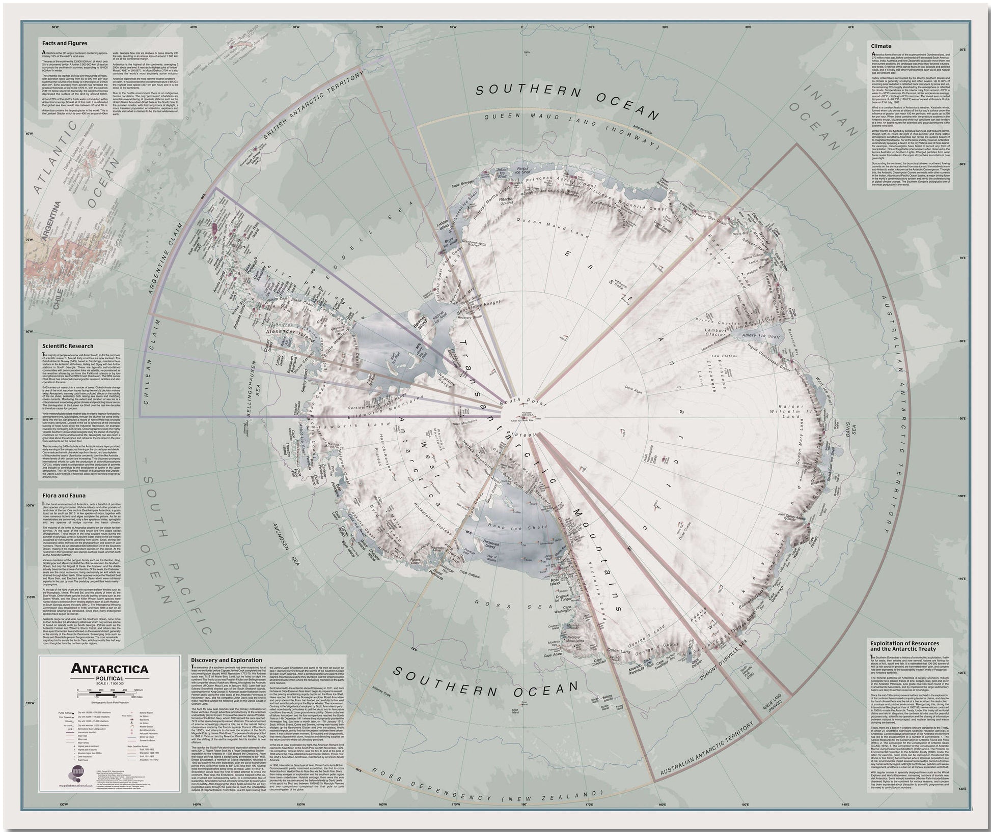 CT00697_L_LMBRD - Executive Antarctica Wall Map Political