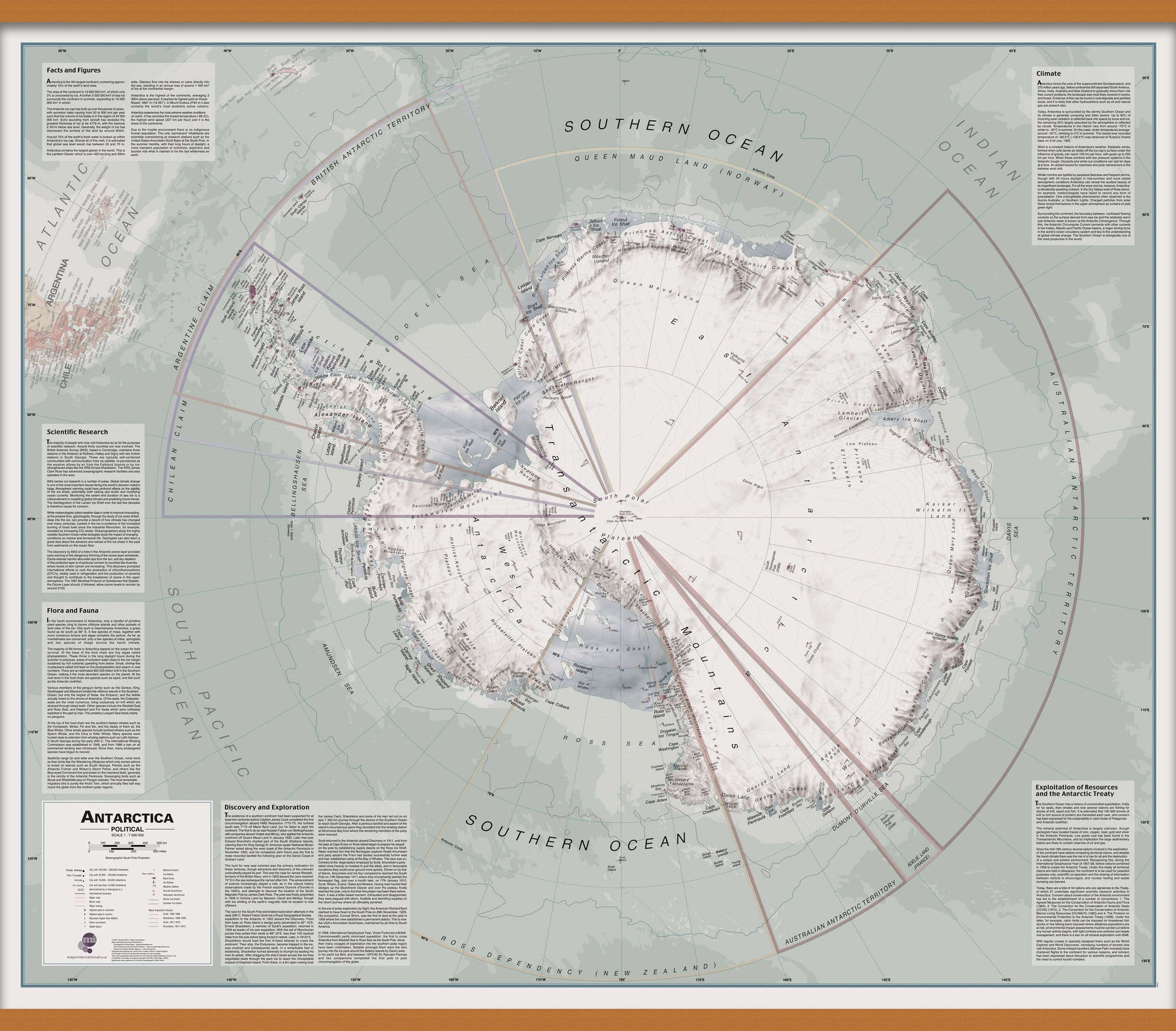CT00697_H_LWDHB - Executive Antarctica Wall Map Political