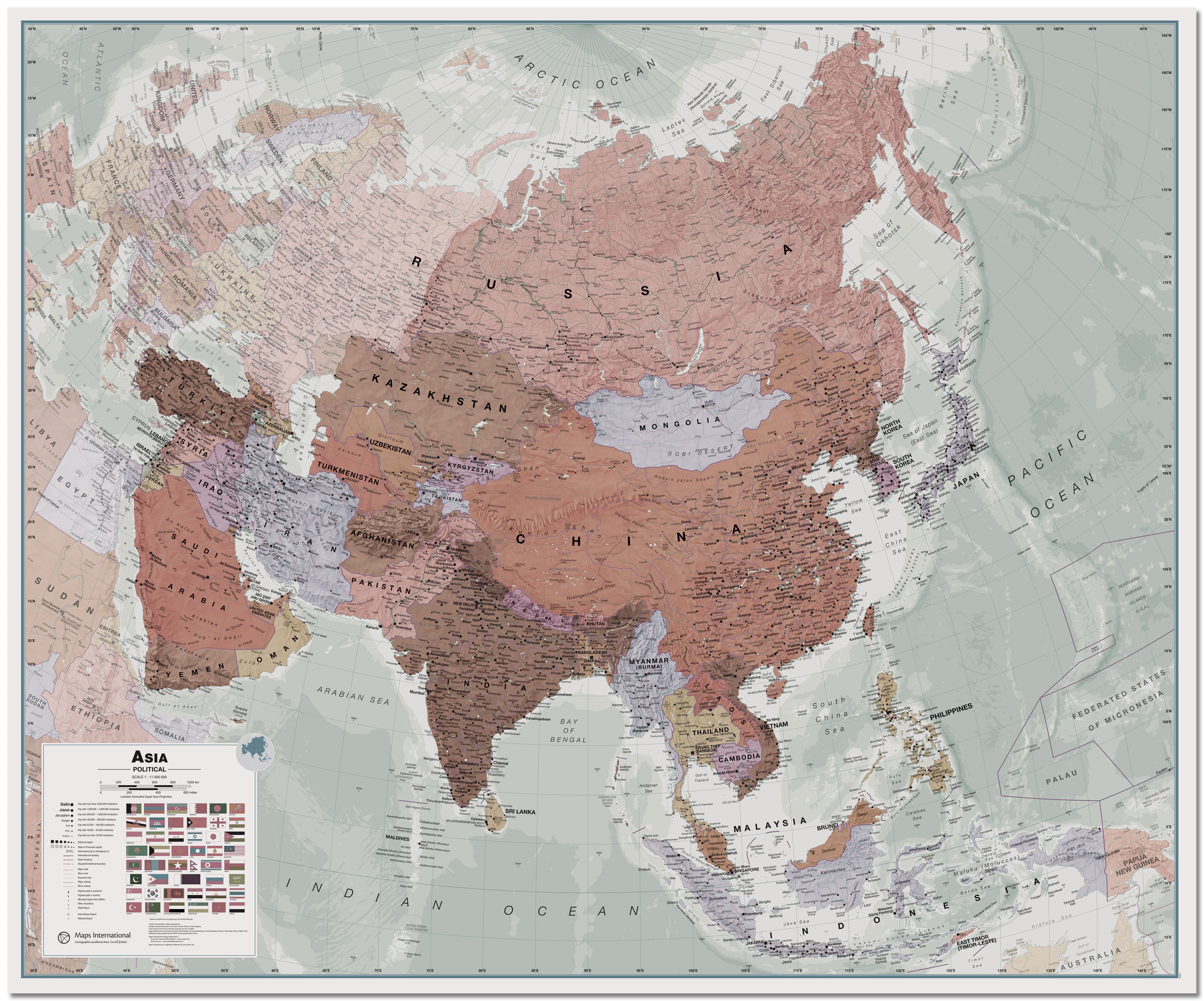 CT00698_H_LMBRD - Executive Asia Wall Map Political