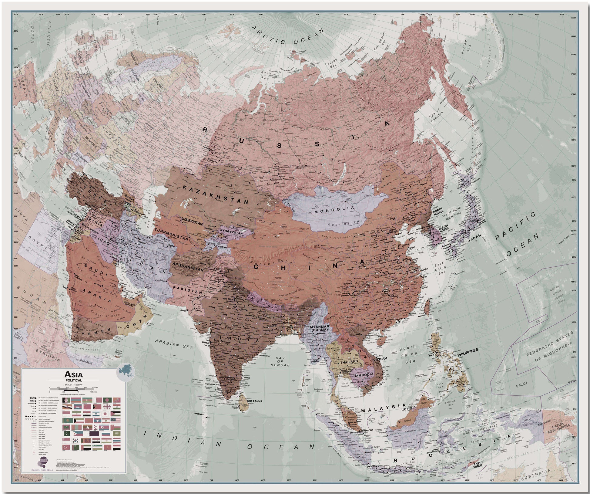 CT00698_L_LMBRD - Executive Asia Wall Map Political