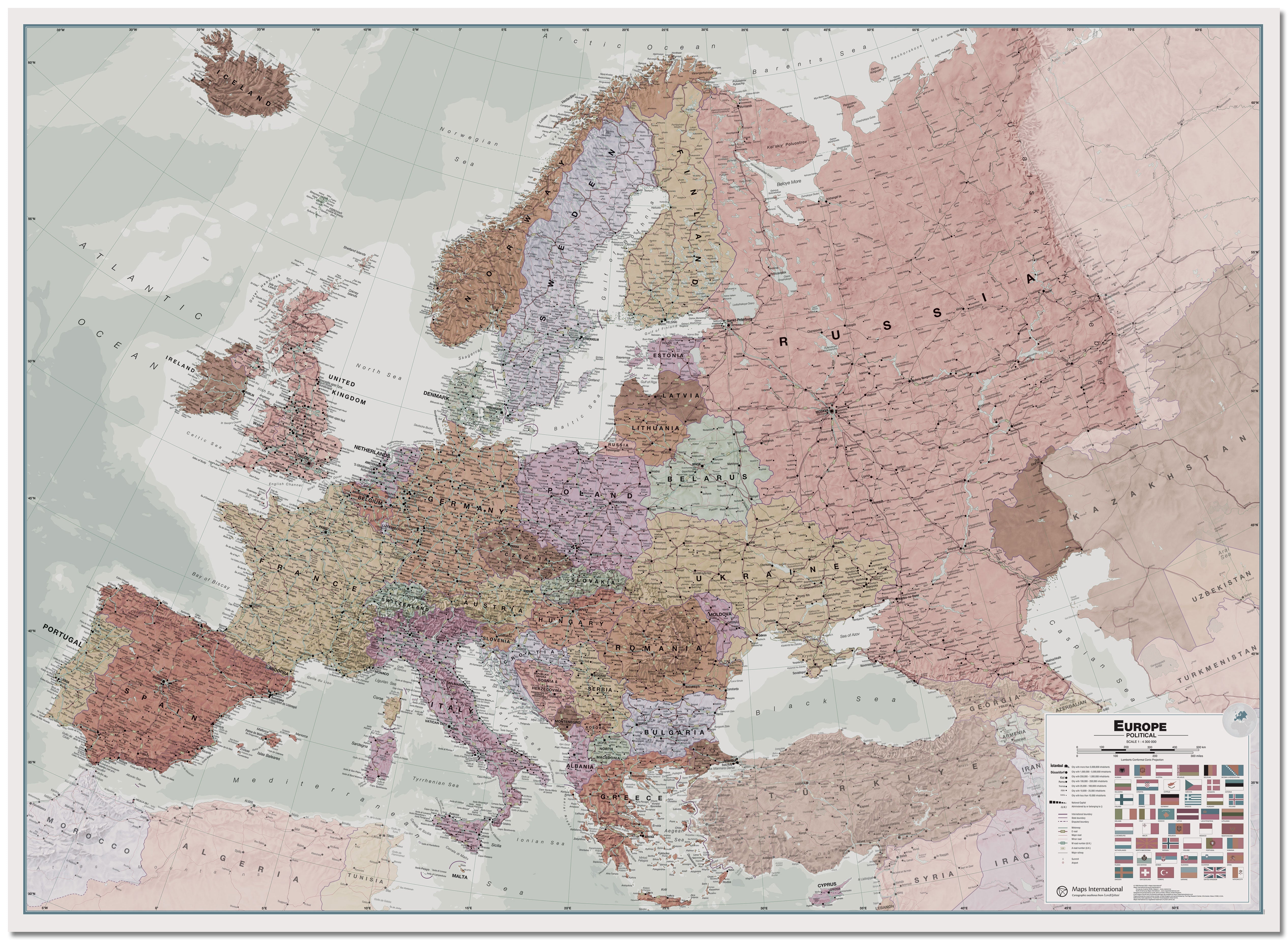 CT00695_H_LMBRD - Executive Europe Wall Map Political