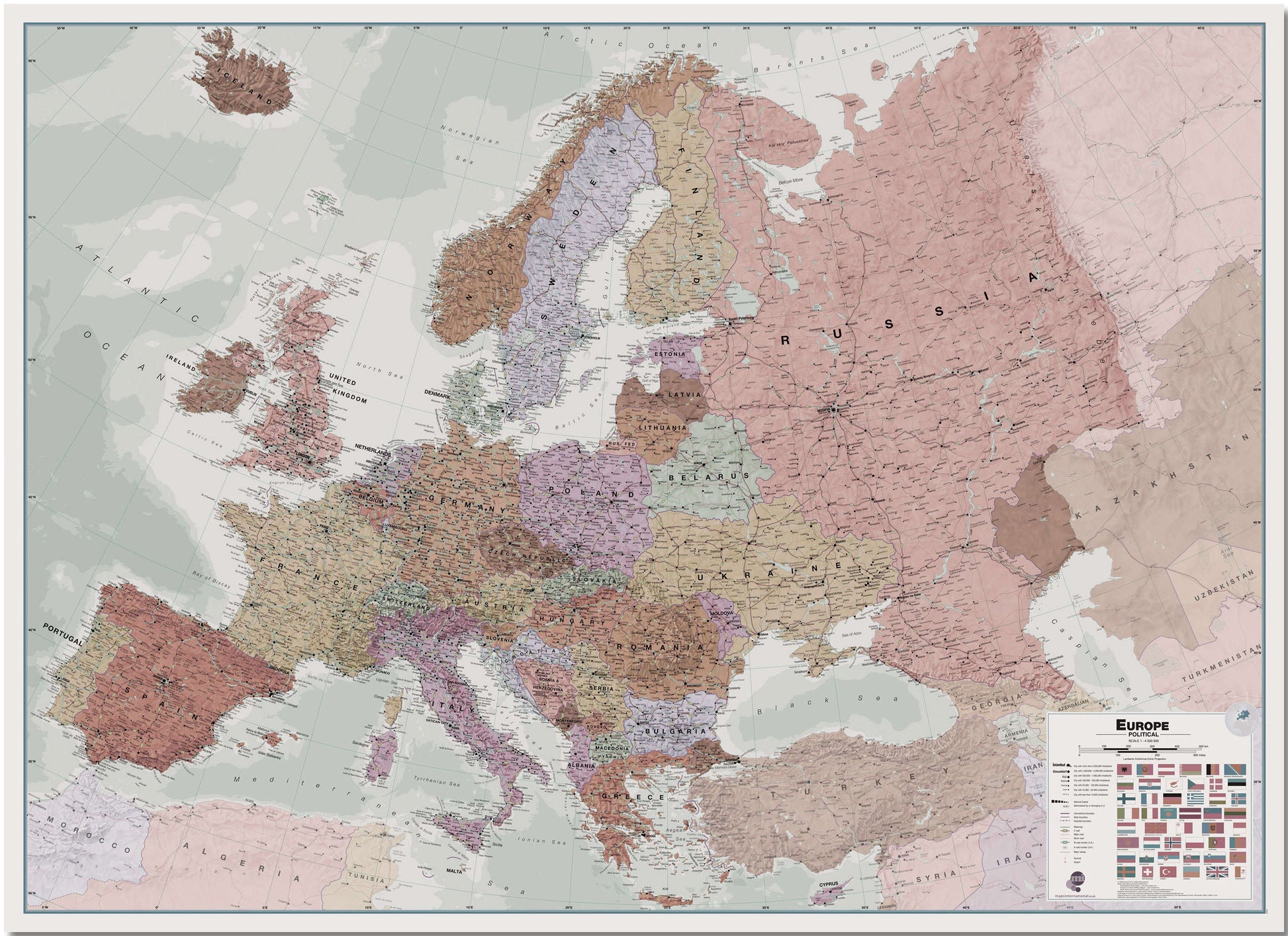CT00695_L_LMBRD - Executive Europe Wall Map Political