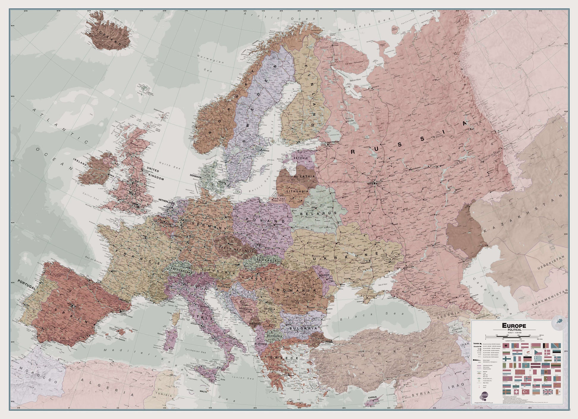 CT00695_H_LAMIN - Executive Europe Wall Map Political