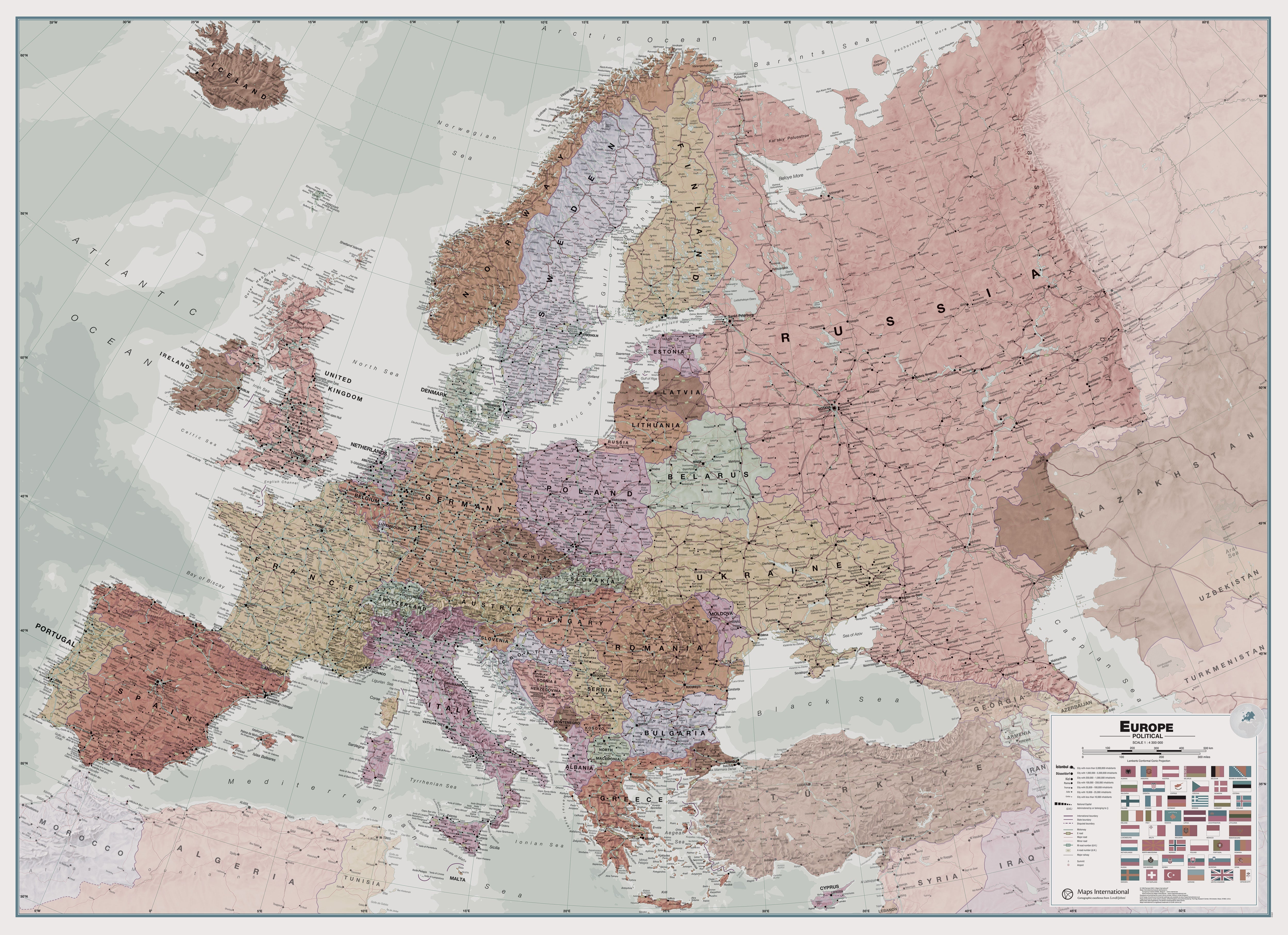 CT00695_H_PAPER - Executive Europe Wall Map Political