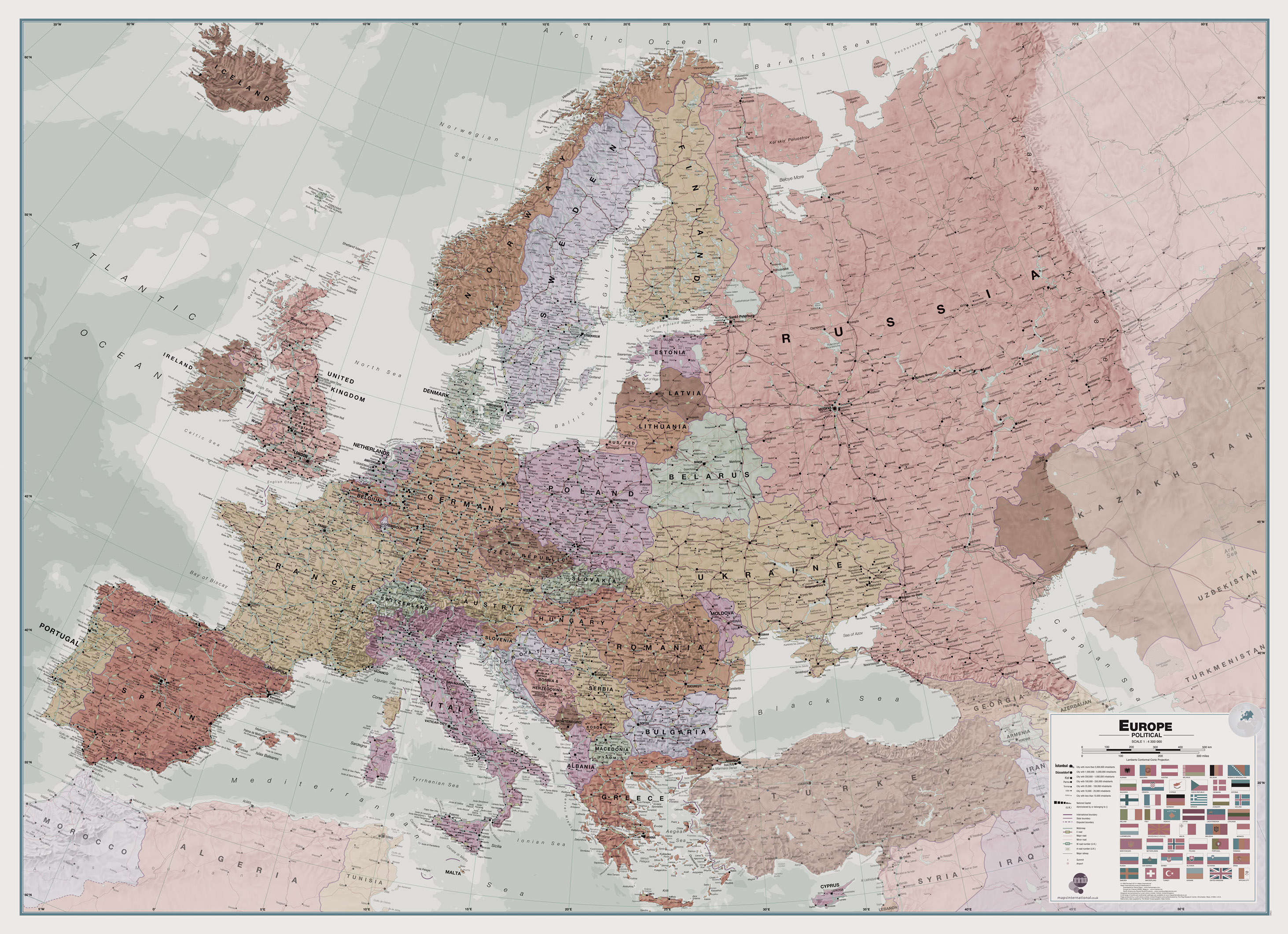 CT00695_H_PAPER - Executive Europe Wall Map Political