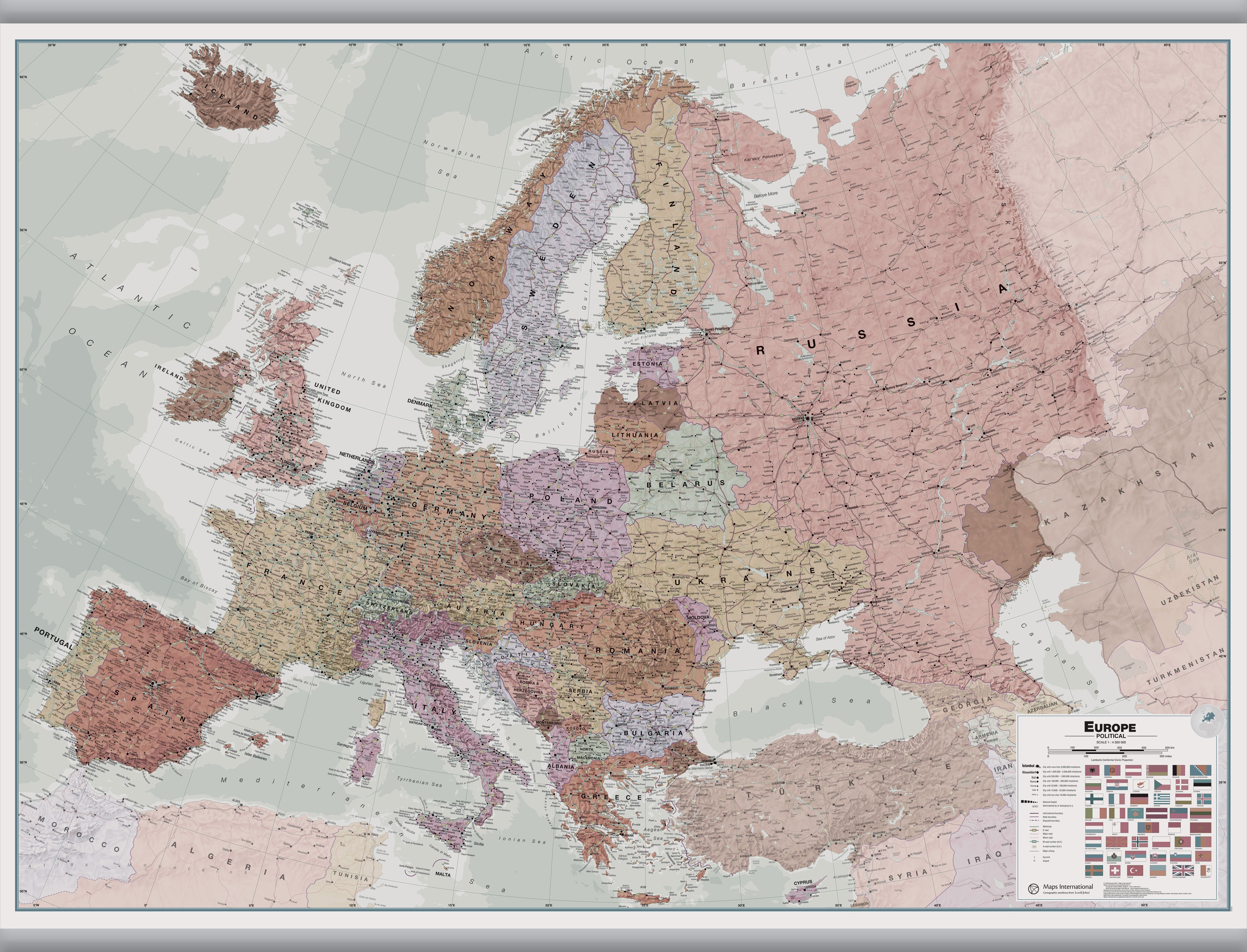 CT00695_H_LAMHB - Executive Europe Wall Map Political