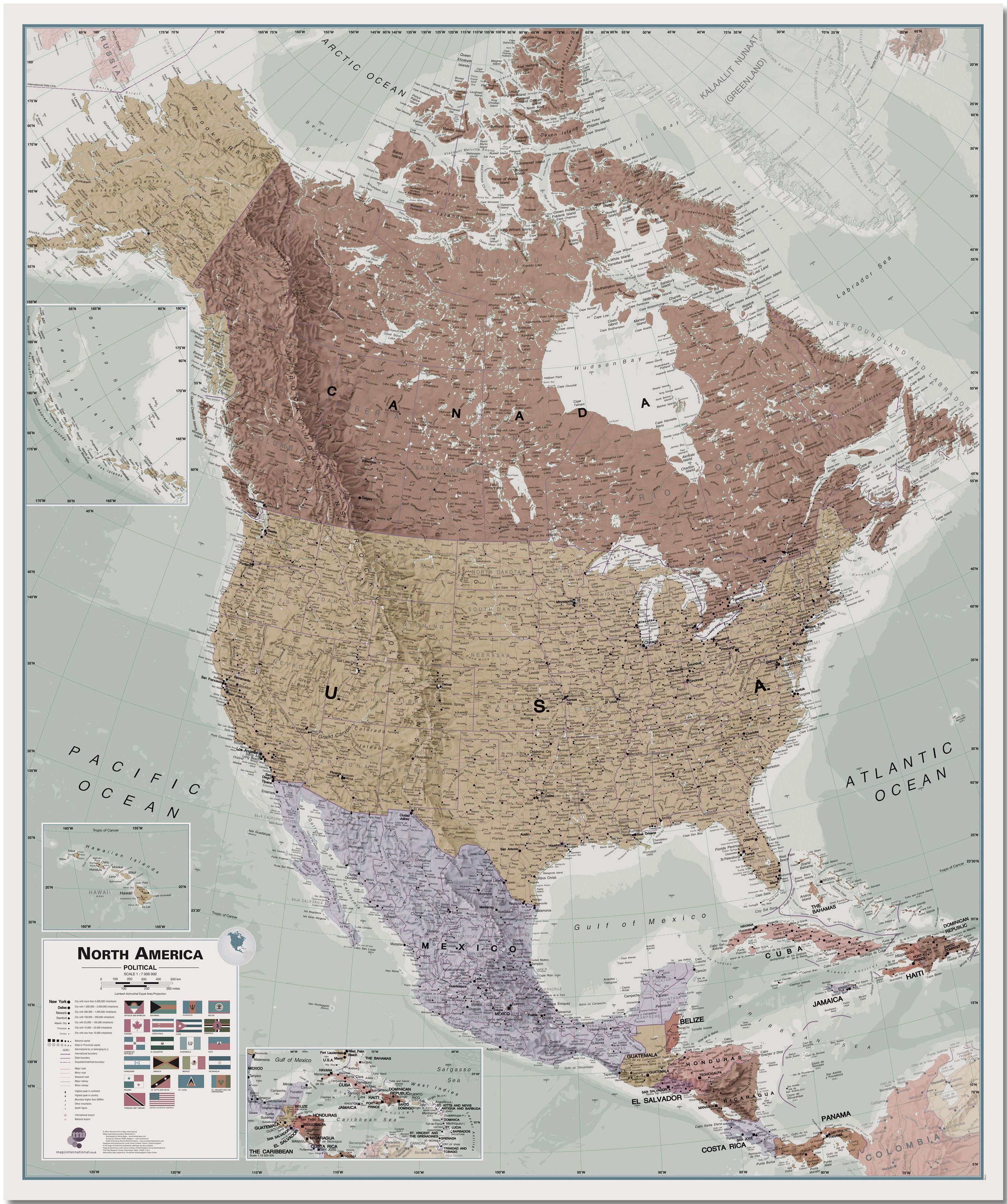 CT00700_L_LMBRD - Executive North America Wall Map Political