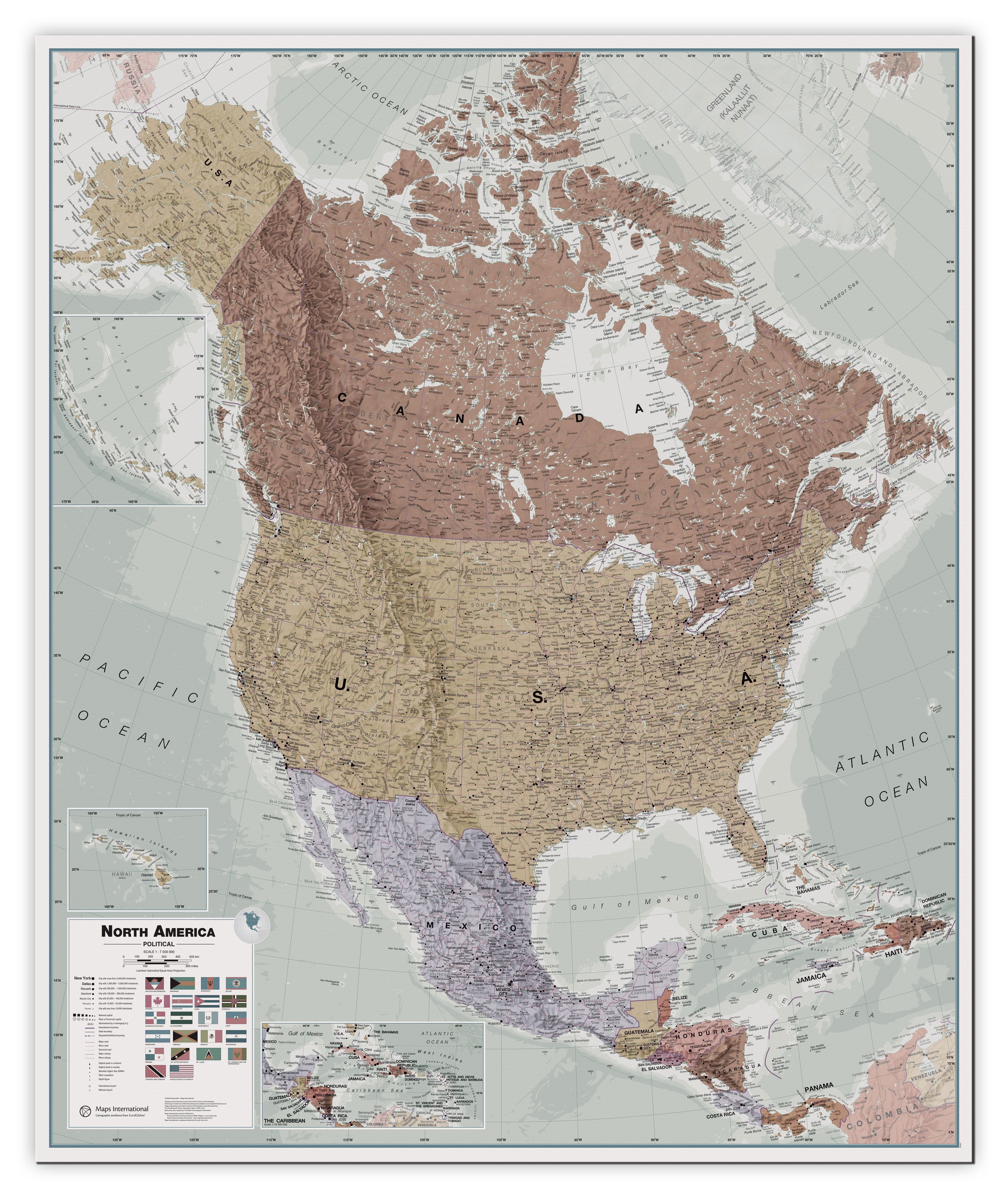 CT00700_L_CANVA - Executive North America Wall Map Political