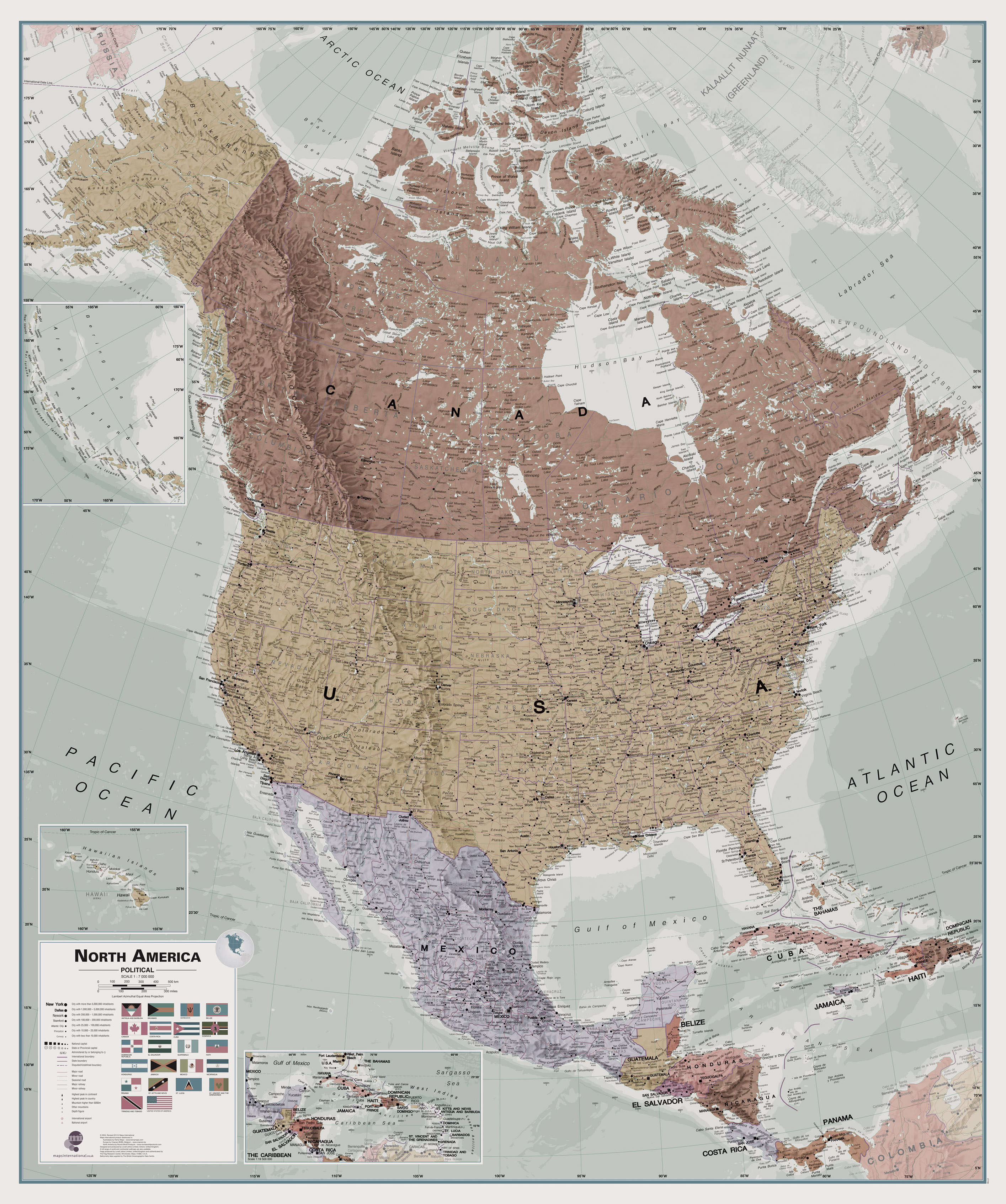 CT00700_L_CANRL - Executive North America Wall Map Political