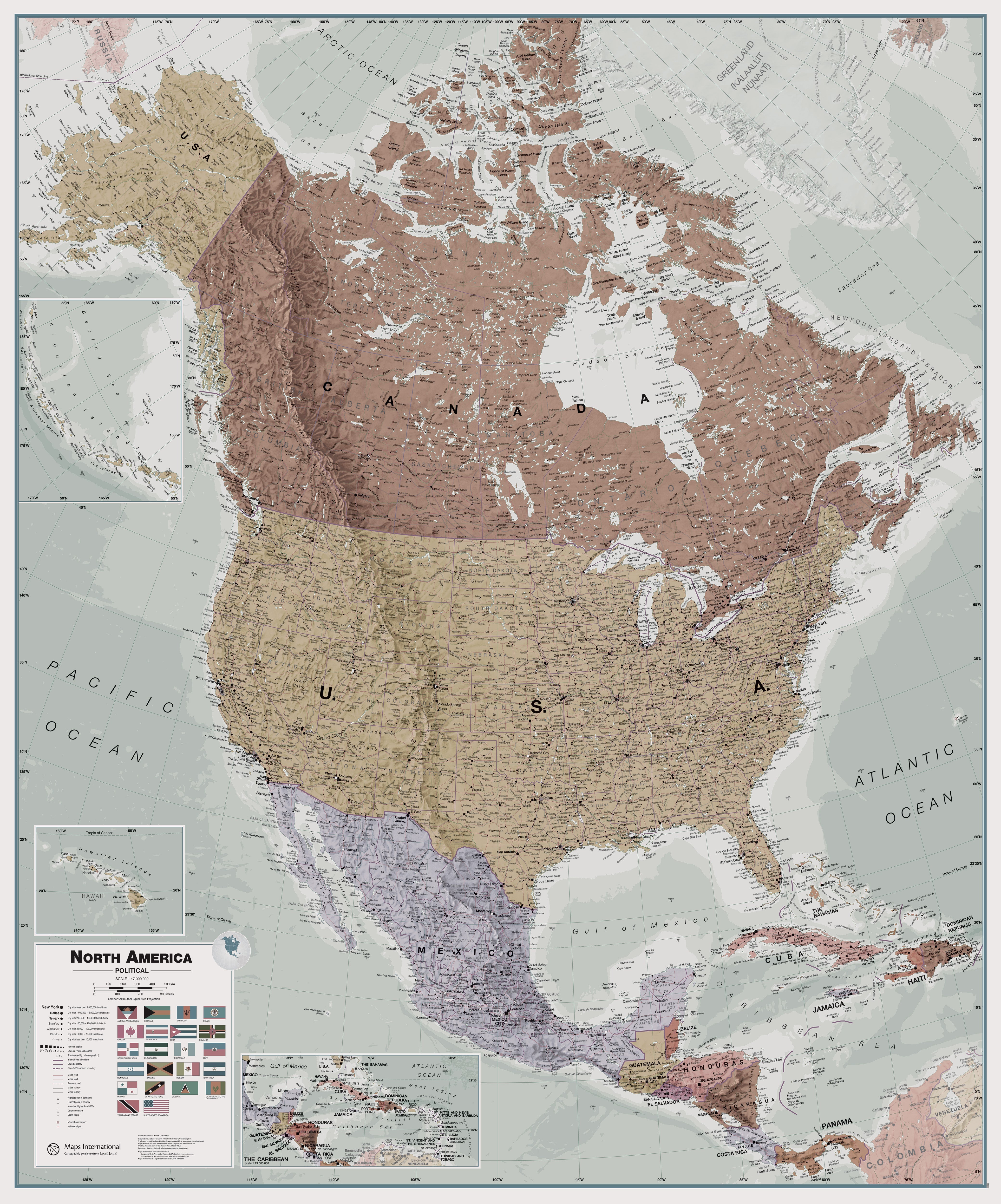 CT00700_L_PAPER - Executive North America Wall Map Political