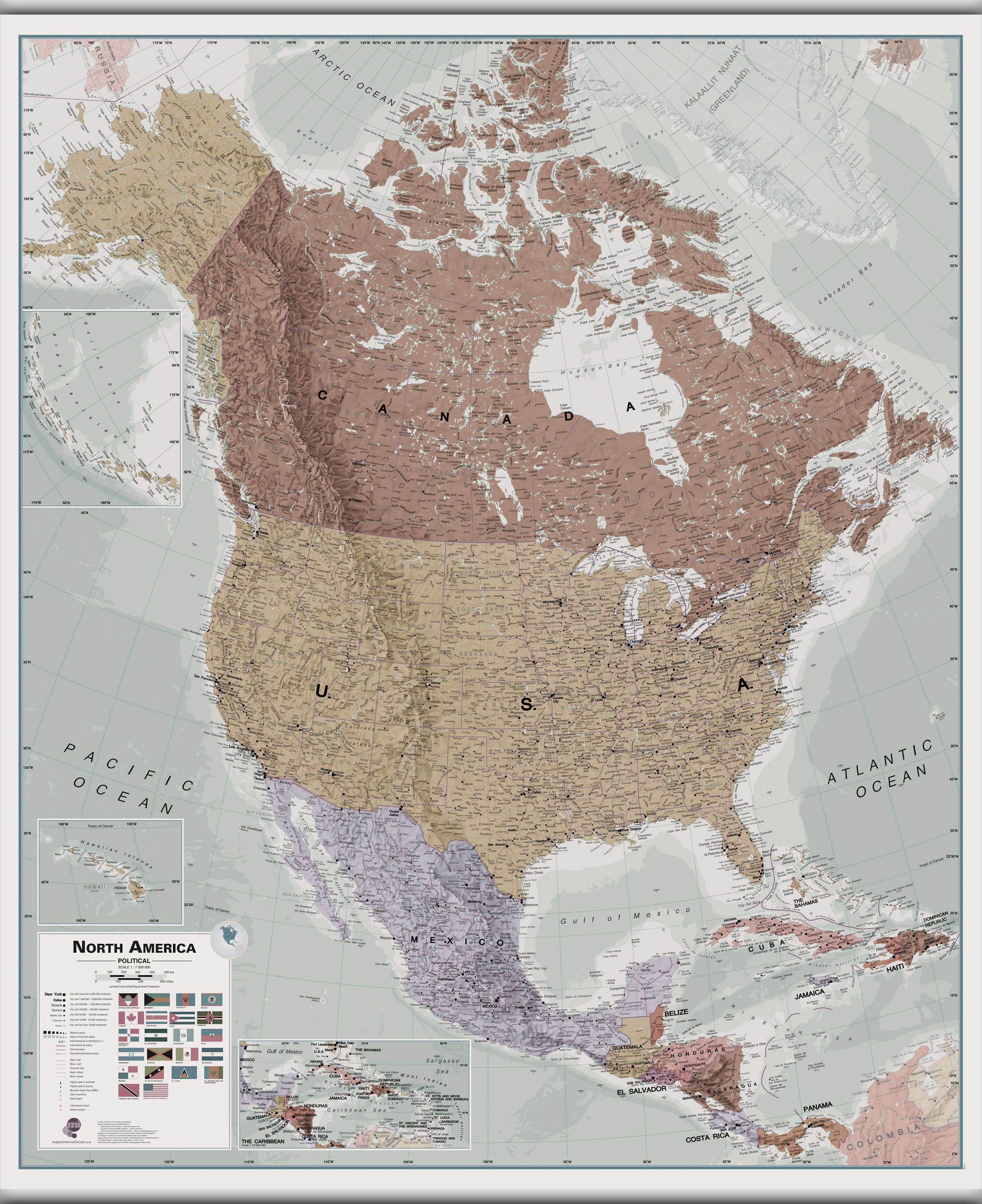 CT00700_L_CANHB - Executive North America Wall Map Political