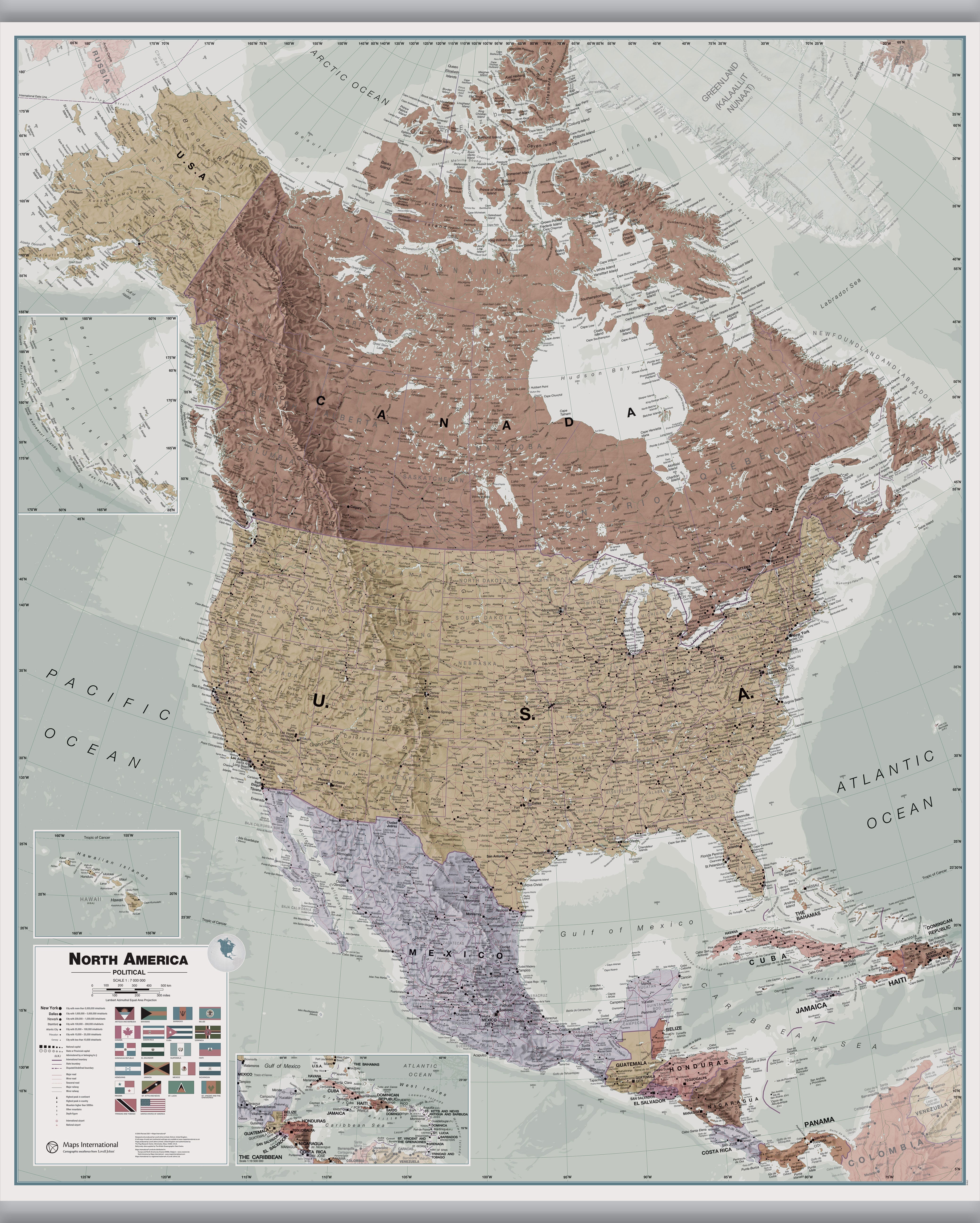 CT00700_L_LAMHB - Executive North America Wall Map Political