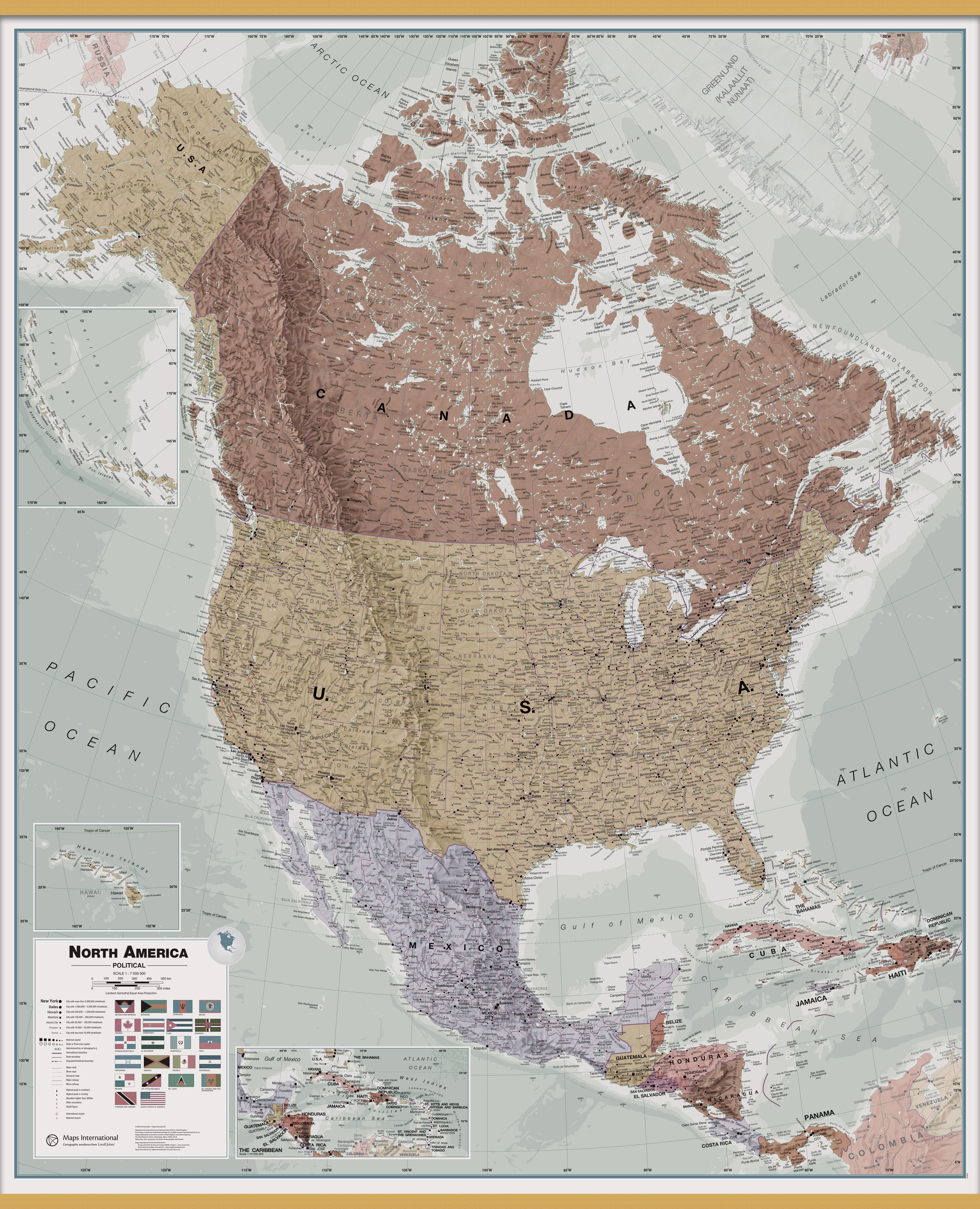 CT00700_H_LWDHB - Executive North America Wall Map Political