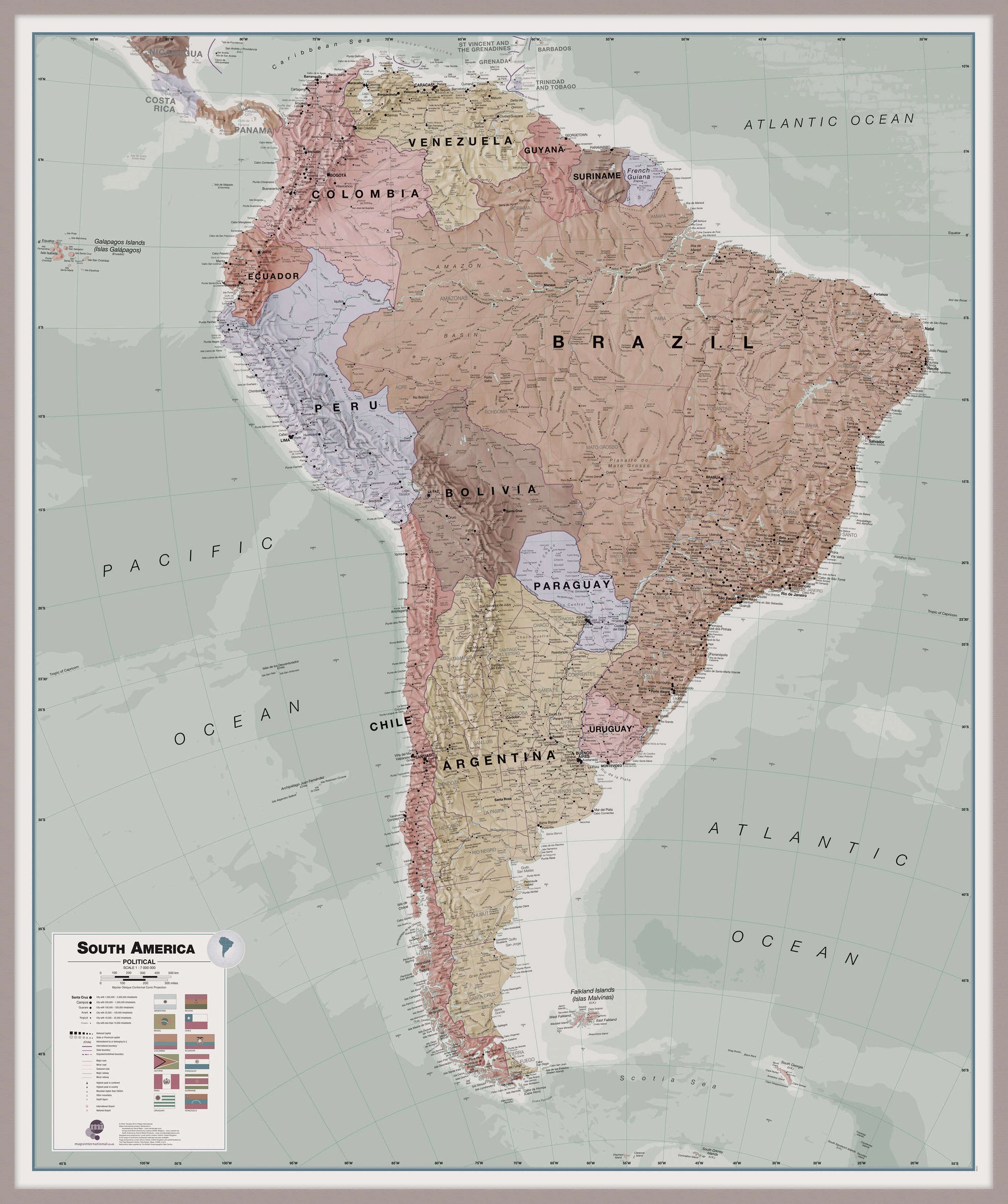 CT00701_L_MGFAL - Executive South America Wall Map Political