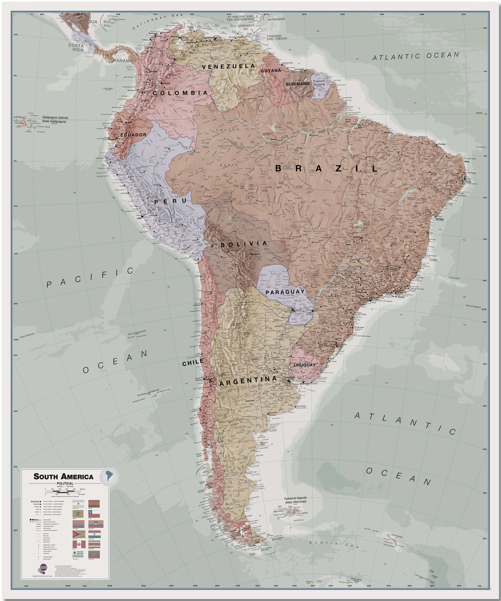 CT00701_L_LMBRD - Executive South America Wall Map Political