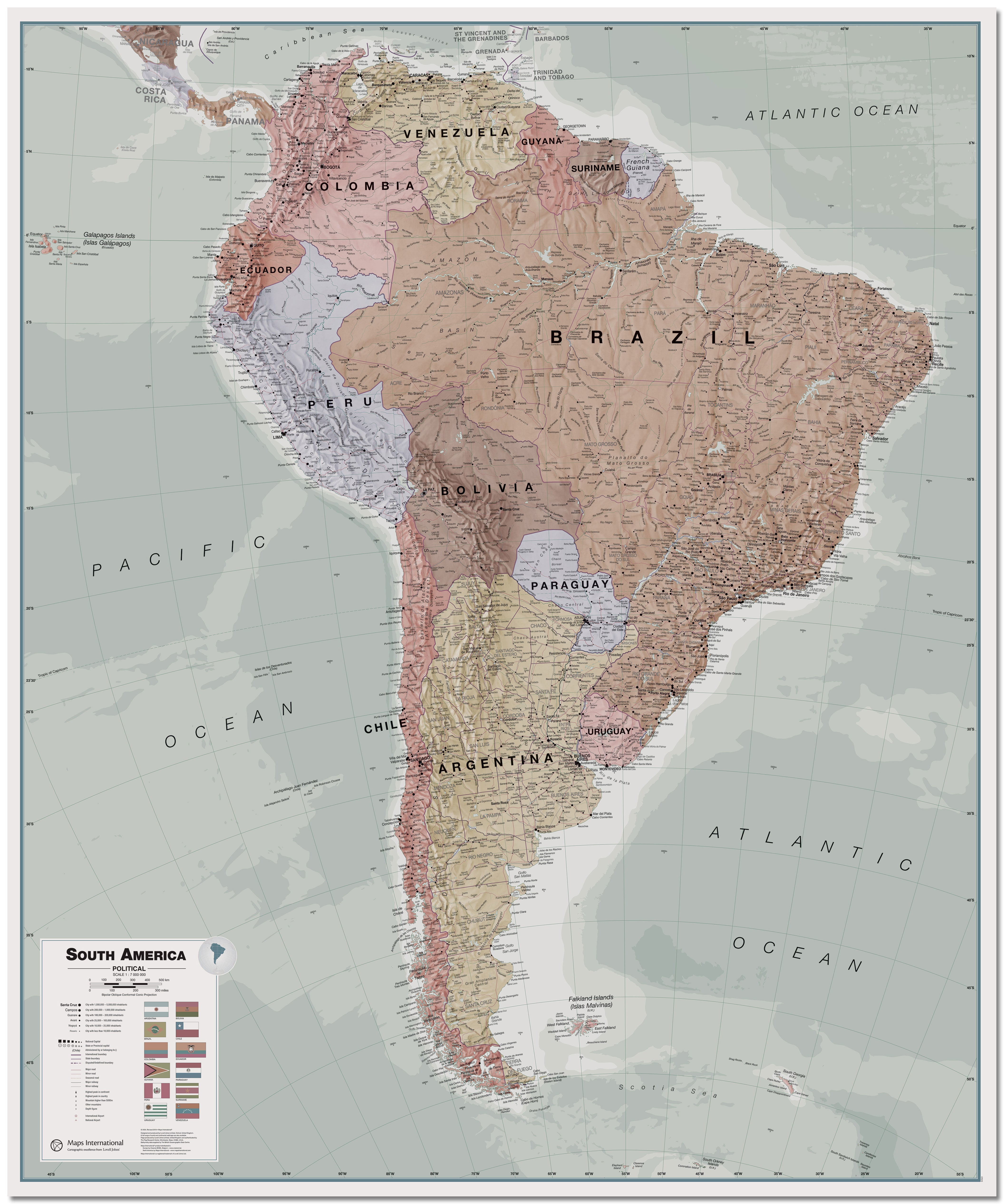 CT00701_L_LMBRD - Executive South America Wall Map Political