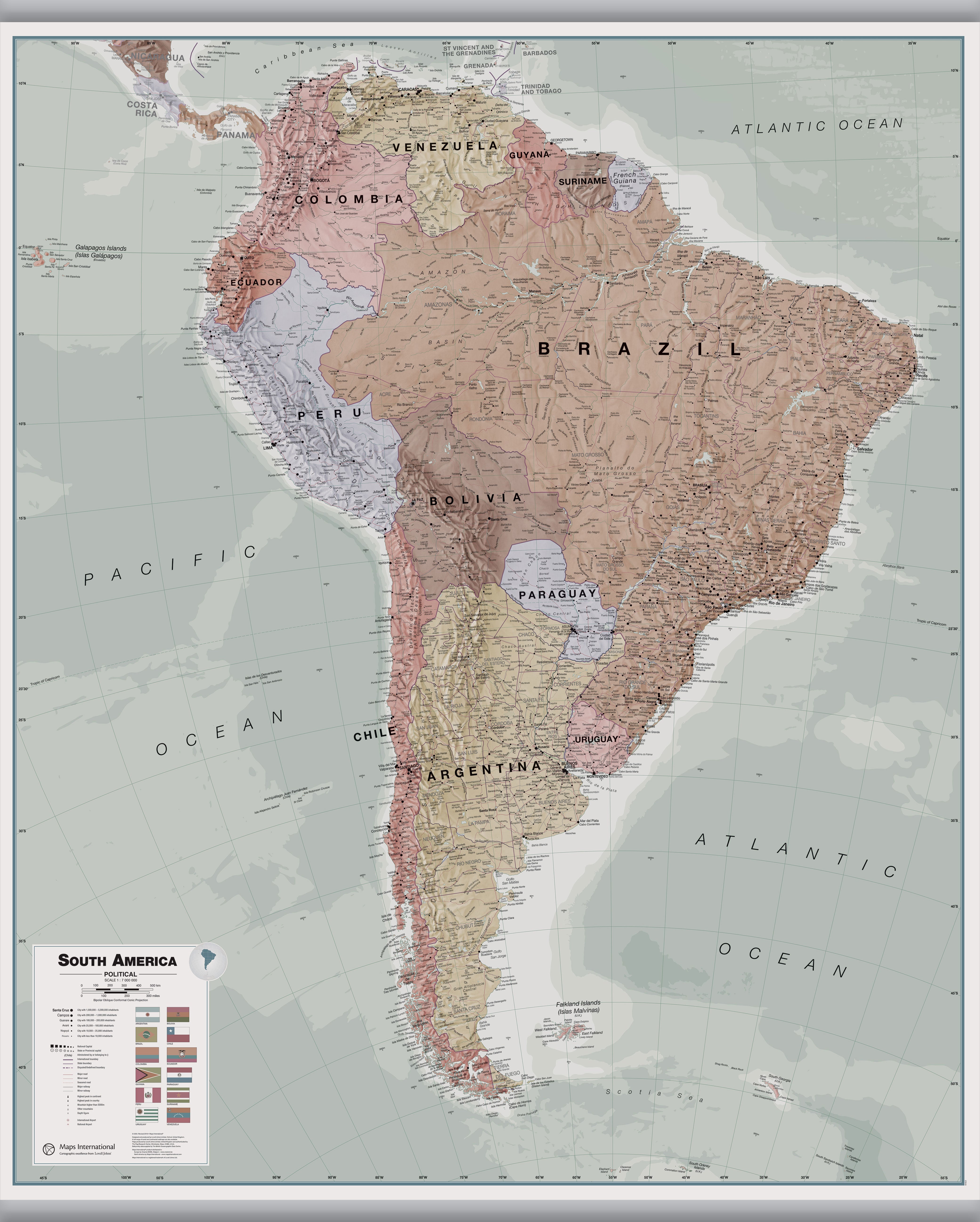 CT00701_L_LAMHB - Executive South America Wall Map Political