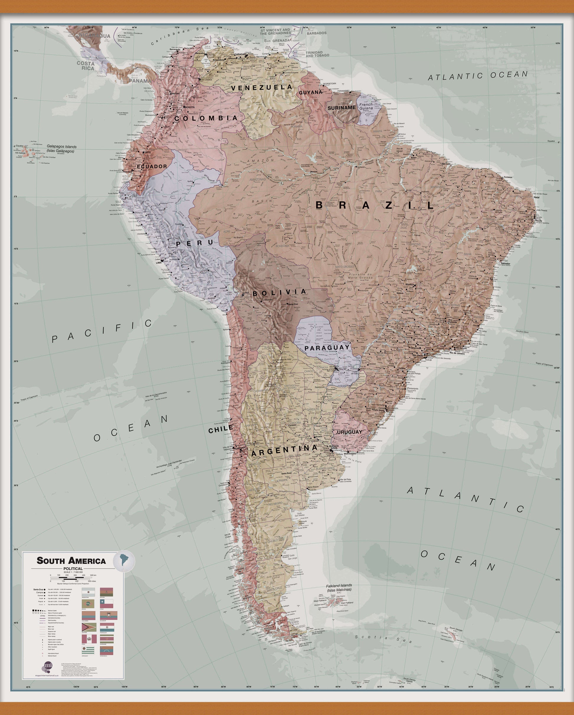 CT00701_L_CWDHB - Executive South America Wall Map Political