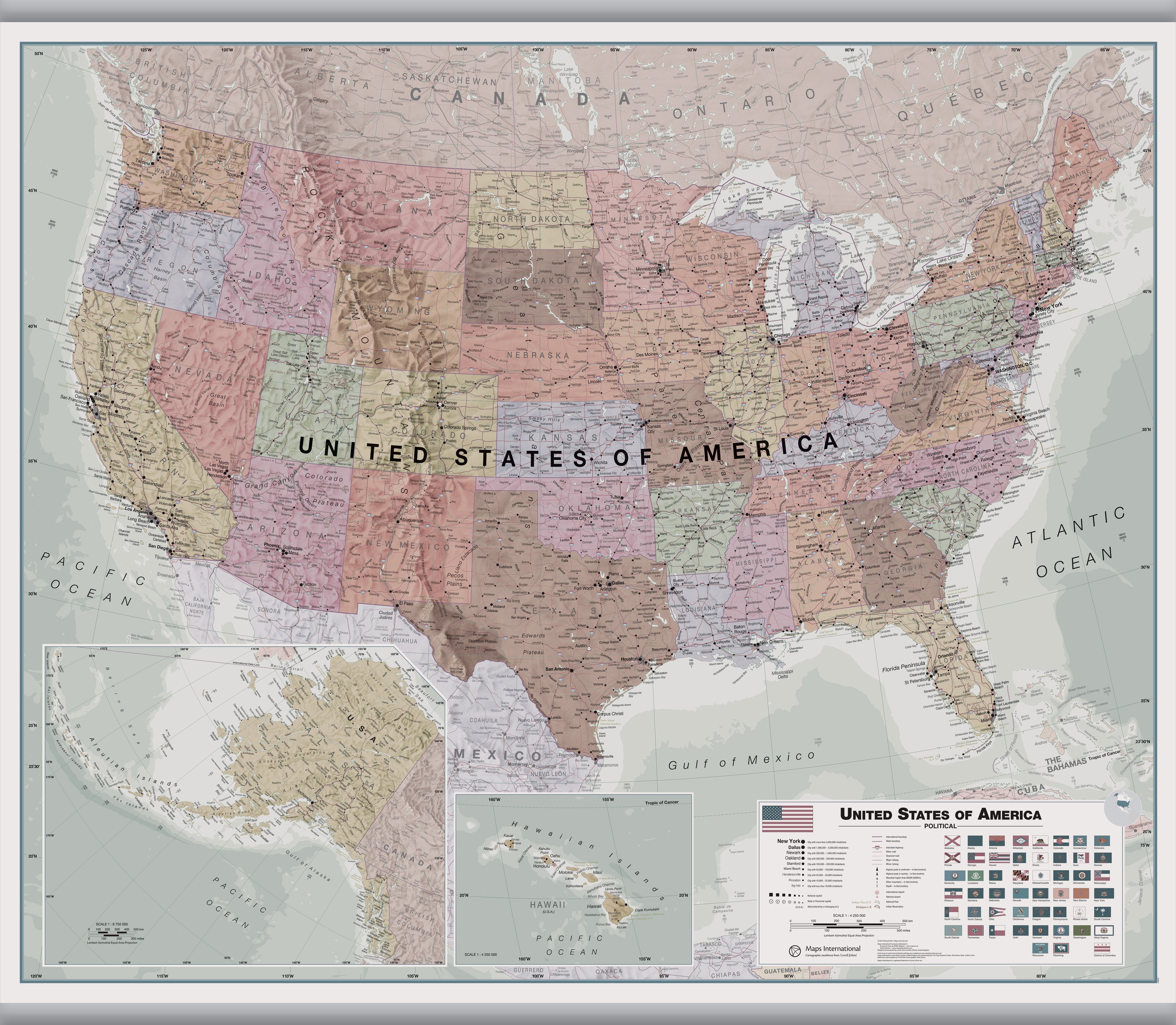 CM00702_H_LAMHB - Executive USA Wall Map