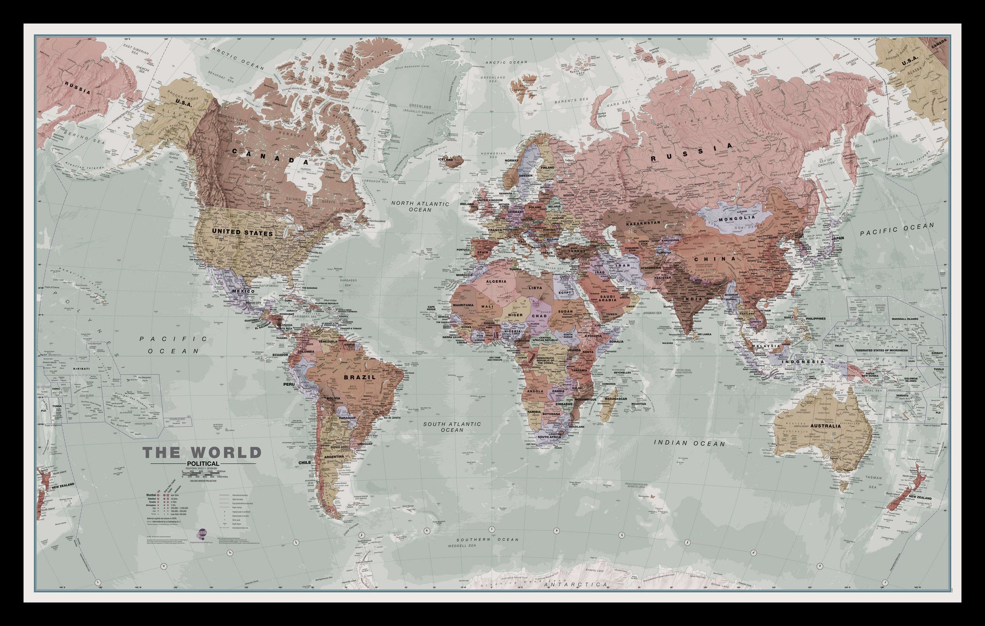WM00671_M_PINBL - Executive World Wall Map Political