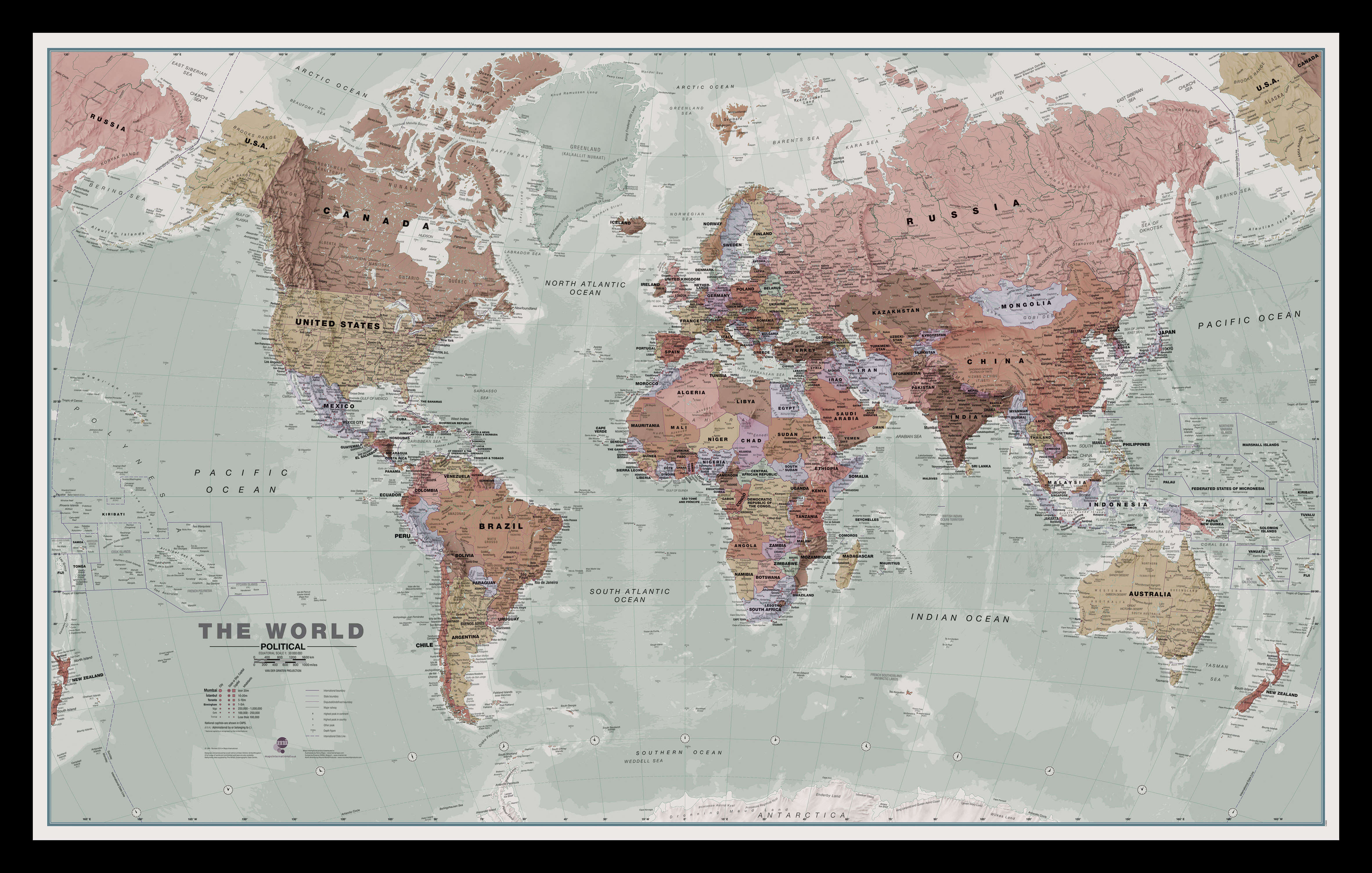 WM00671_M_PINBL - Executive World Wall Map Political