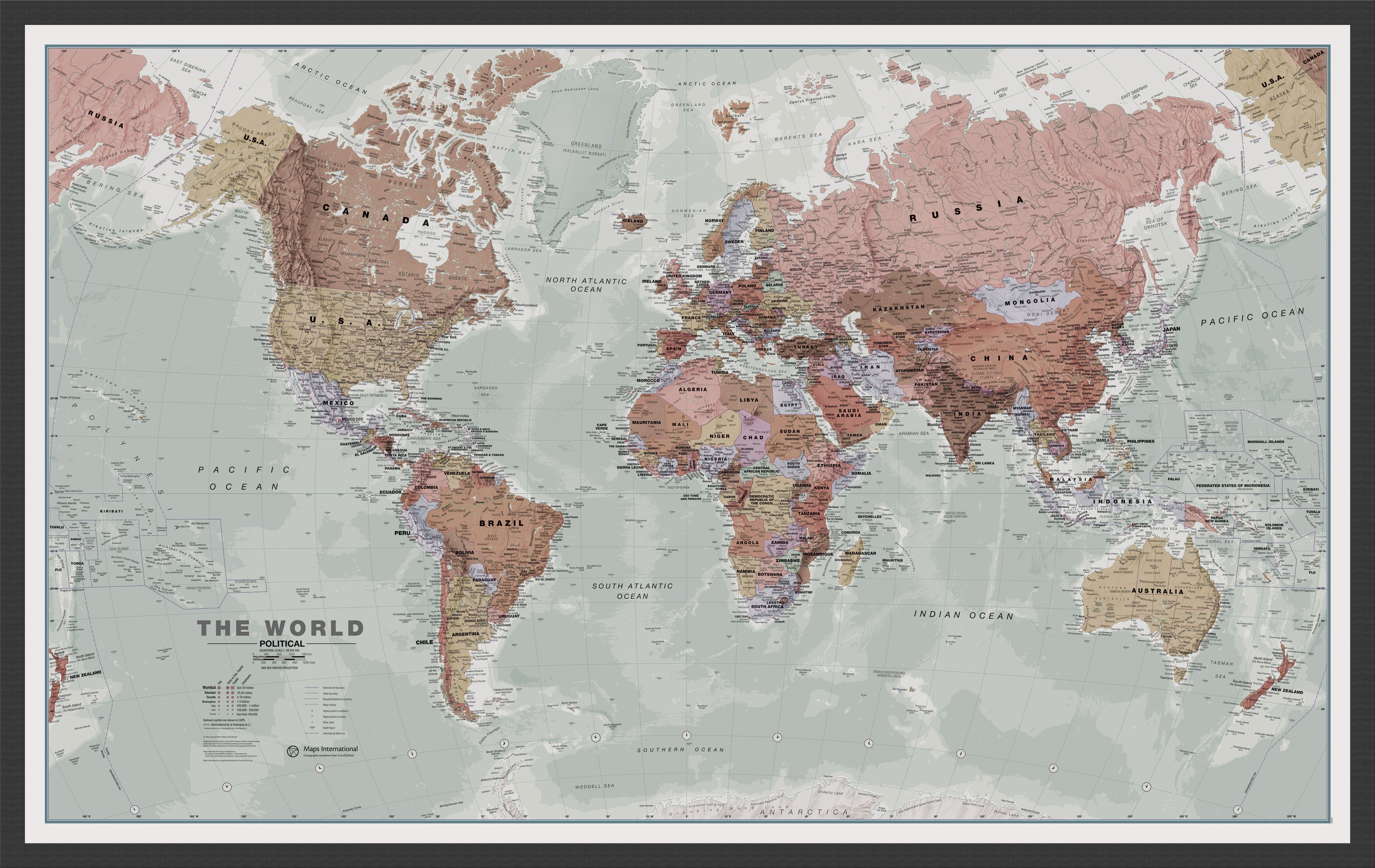 WM00671_L_WDBLA - Executive World Wall Map Political