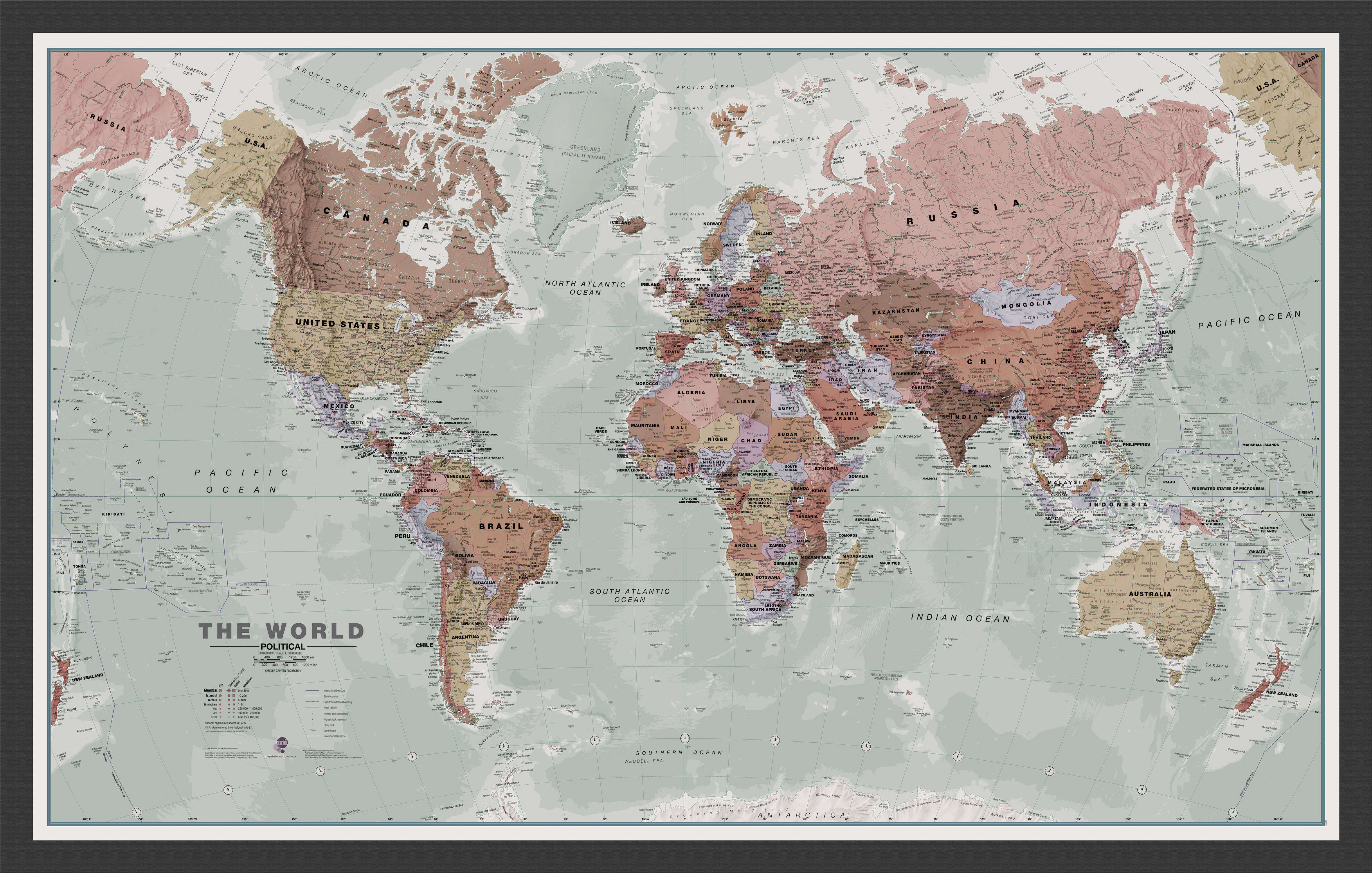 WM00671_M_WDBLA - Executive World Wall Map Political