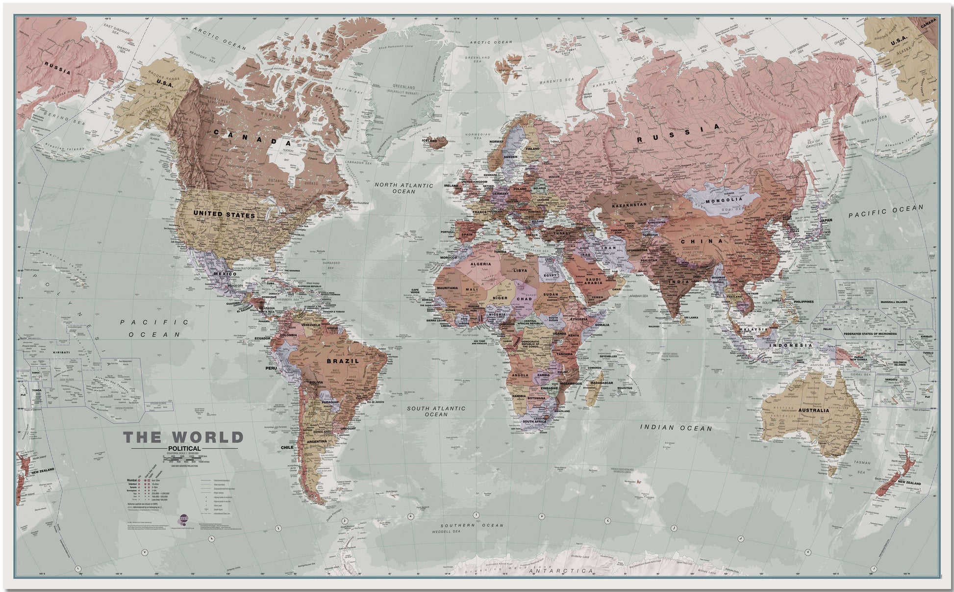 WM00671_L_LMBRD - Executive World Wall Map Political