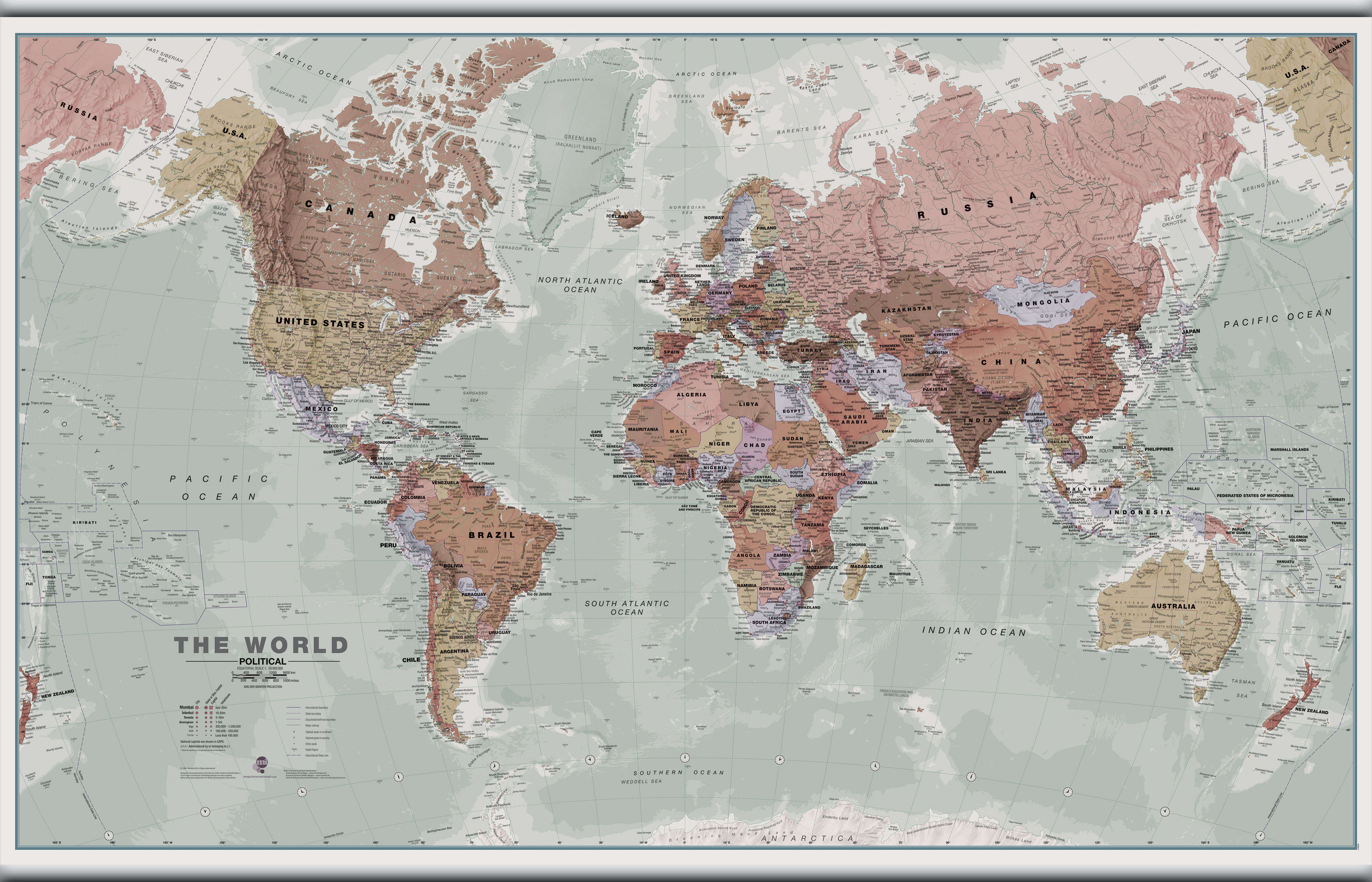 WM00671_L_LAMHB - Executive World Wall Map Political