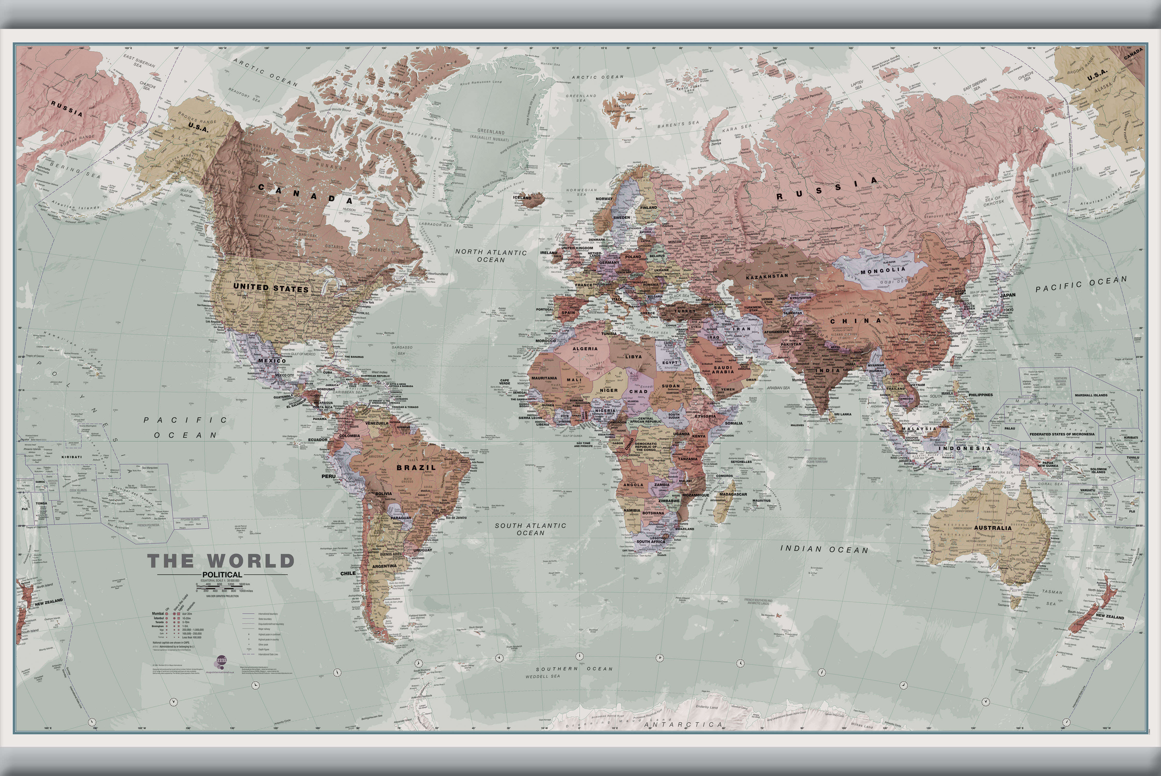 WM00671_M_LAMHB - Executive World Wall Map Political