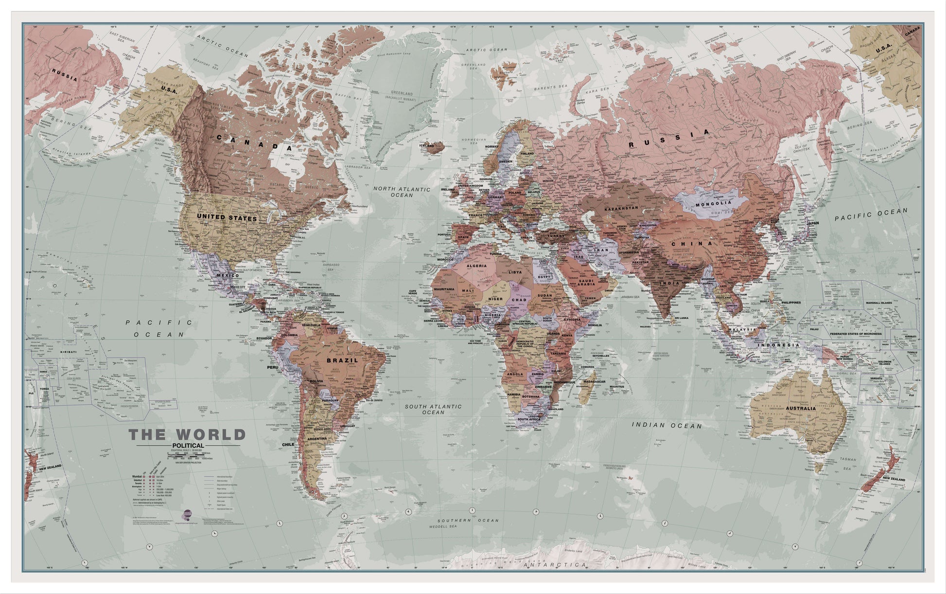 WM00671_L_WDWHI - Executive World Wall Map Political