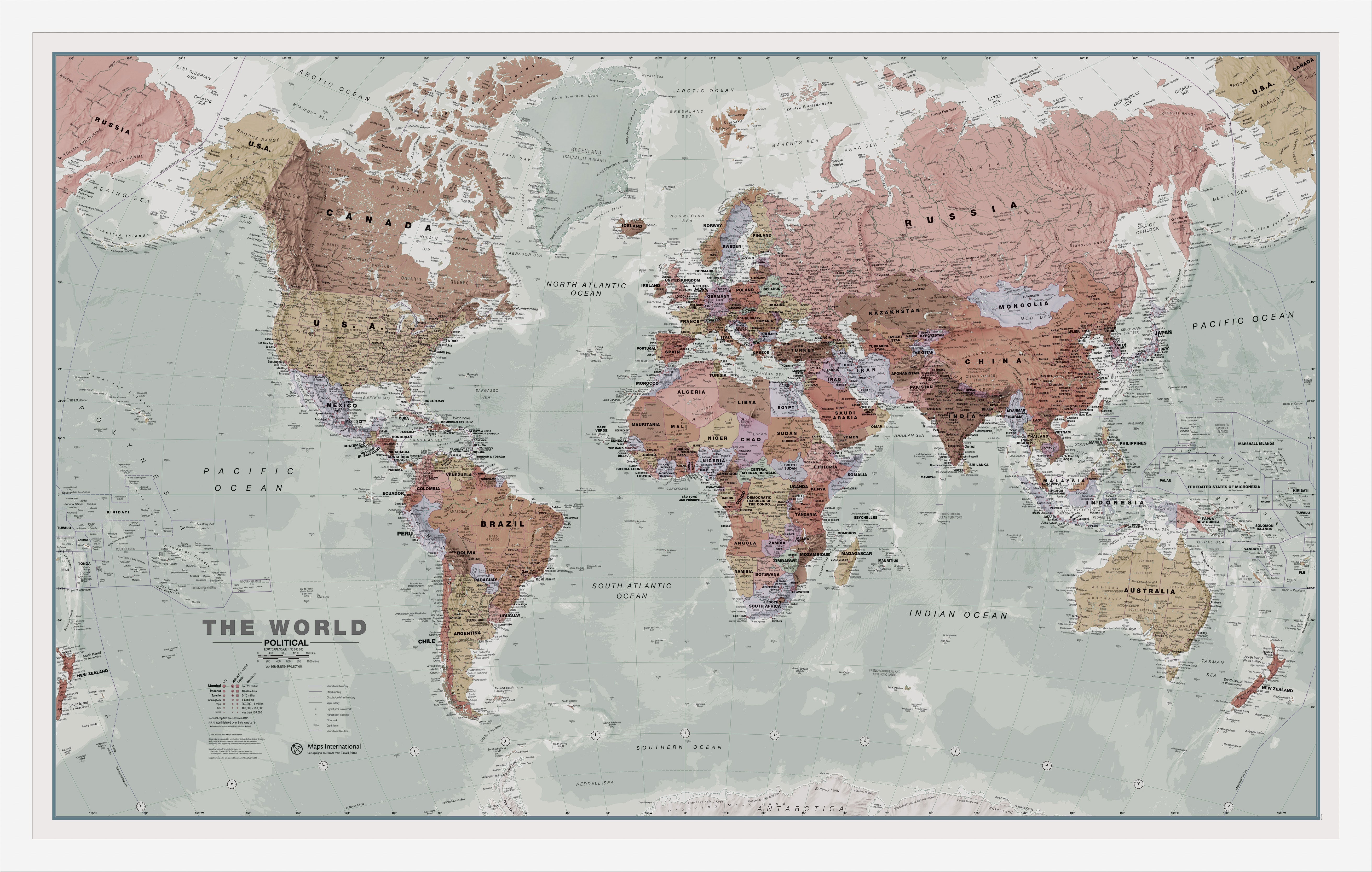 WM00671_L_WDWHI - Executive World Wall Map Political