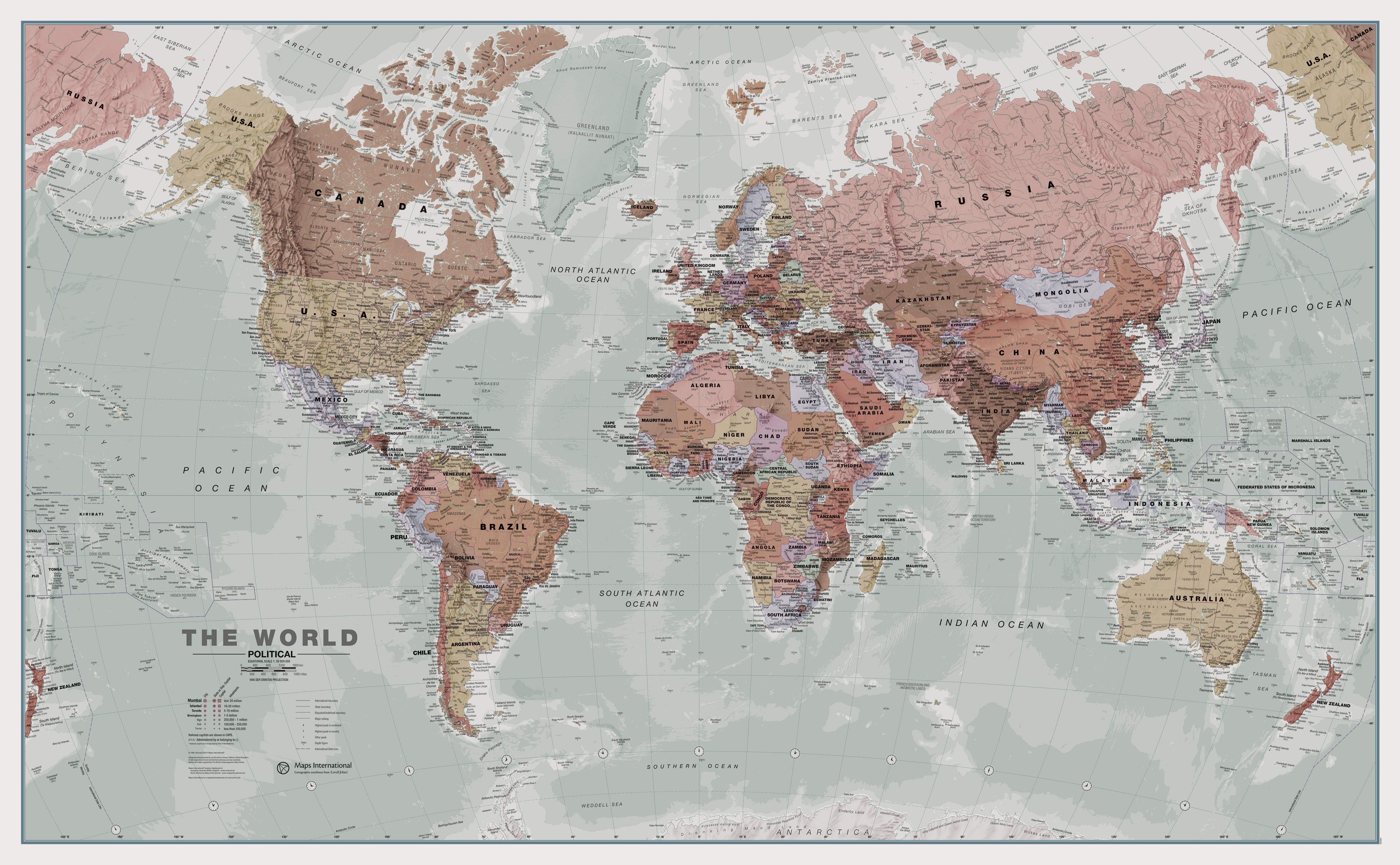 WM00671_L_PAPER - Executive World Wall Map Political