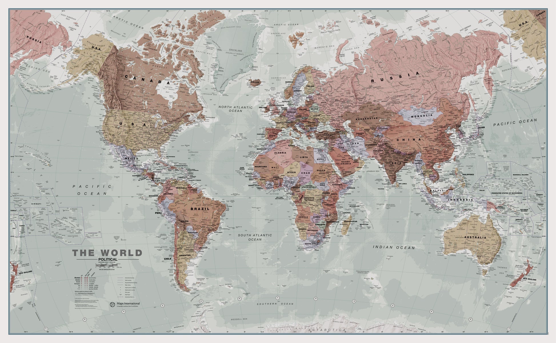 WM00671_M_PAPER - Executive World Wall Map Political