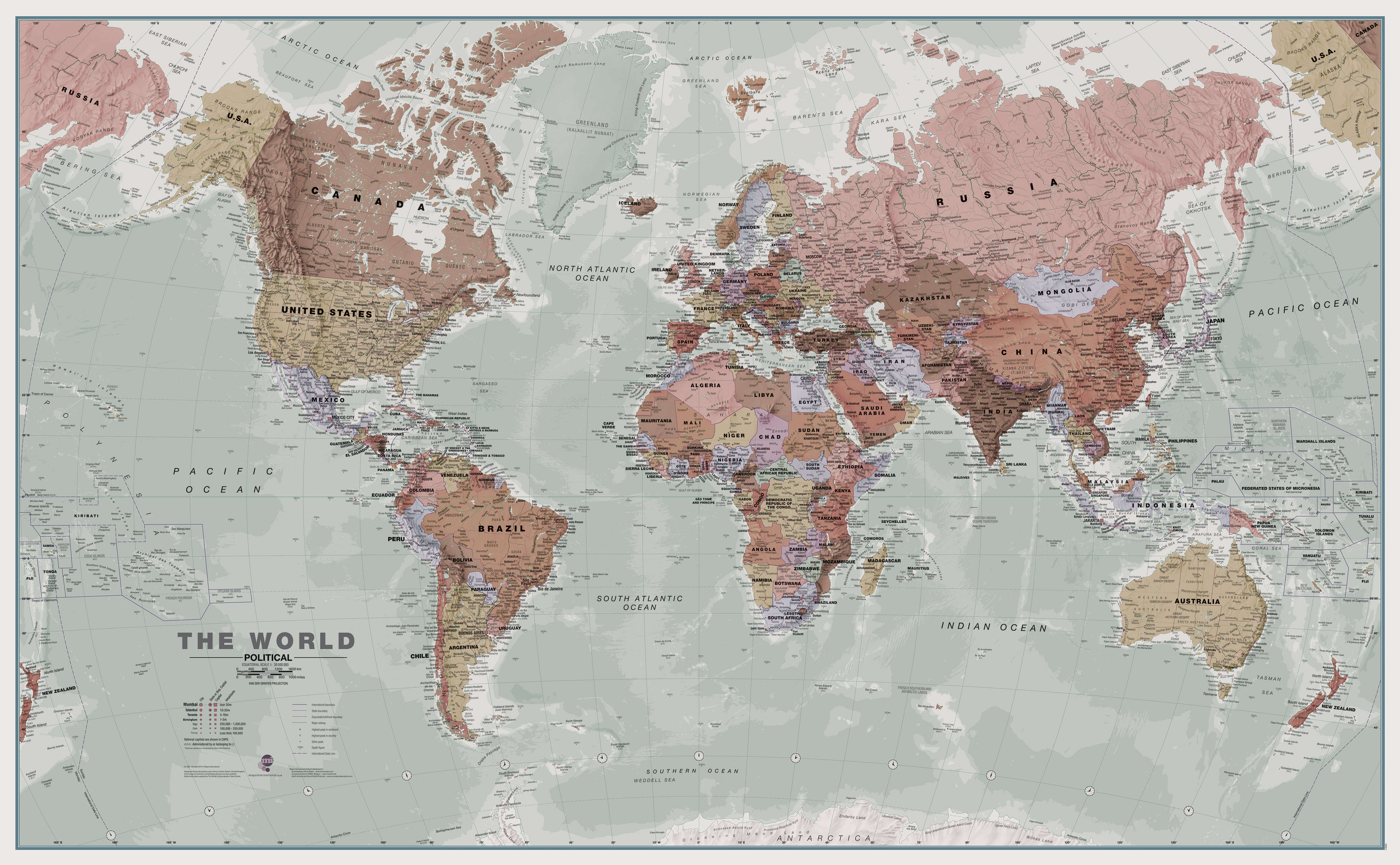 WM00671_M_CANRL - Executive World Wall Map Political