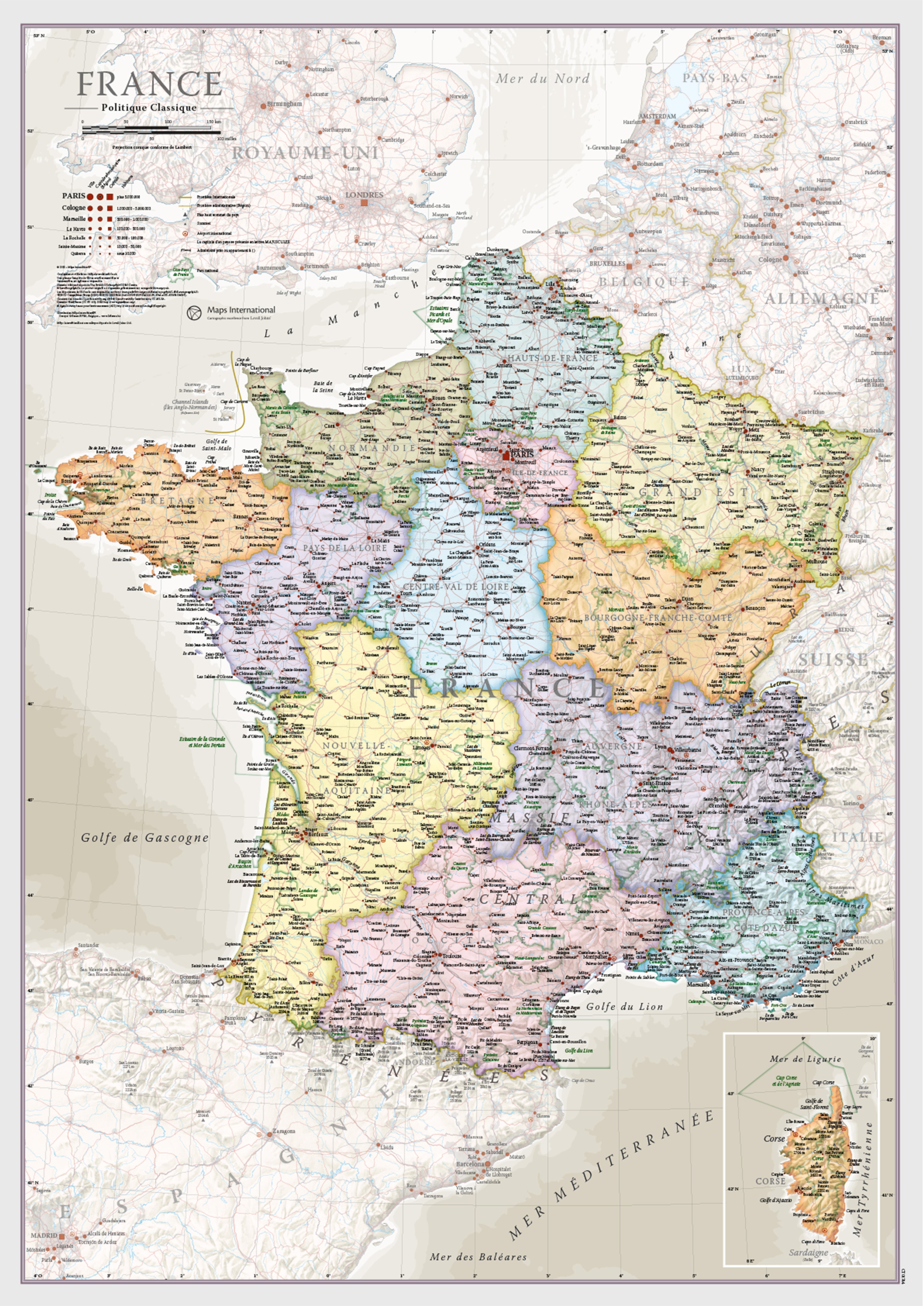CM01744_S_LAMIN - France Classic Wall Map