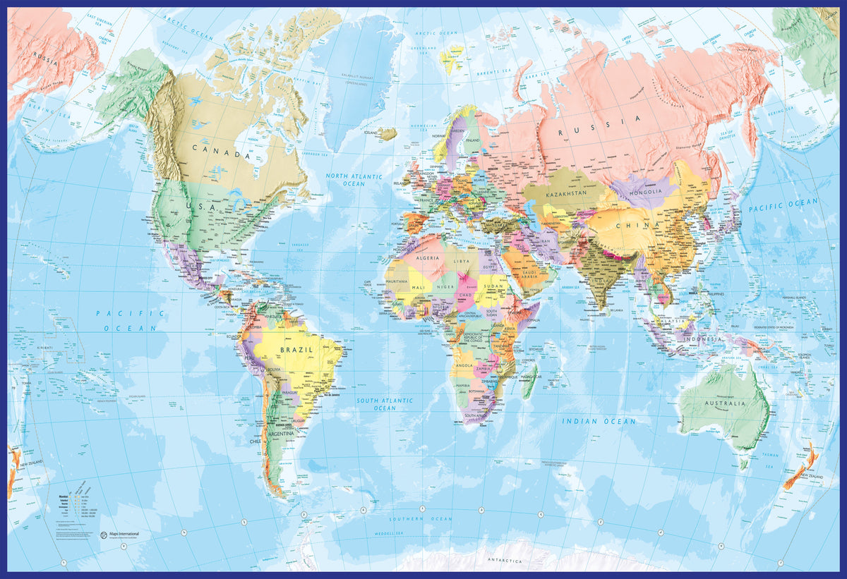 WM01137_H_MURAL Giant World Map Mural Ocean