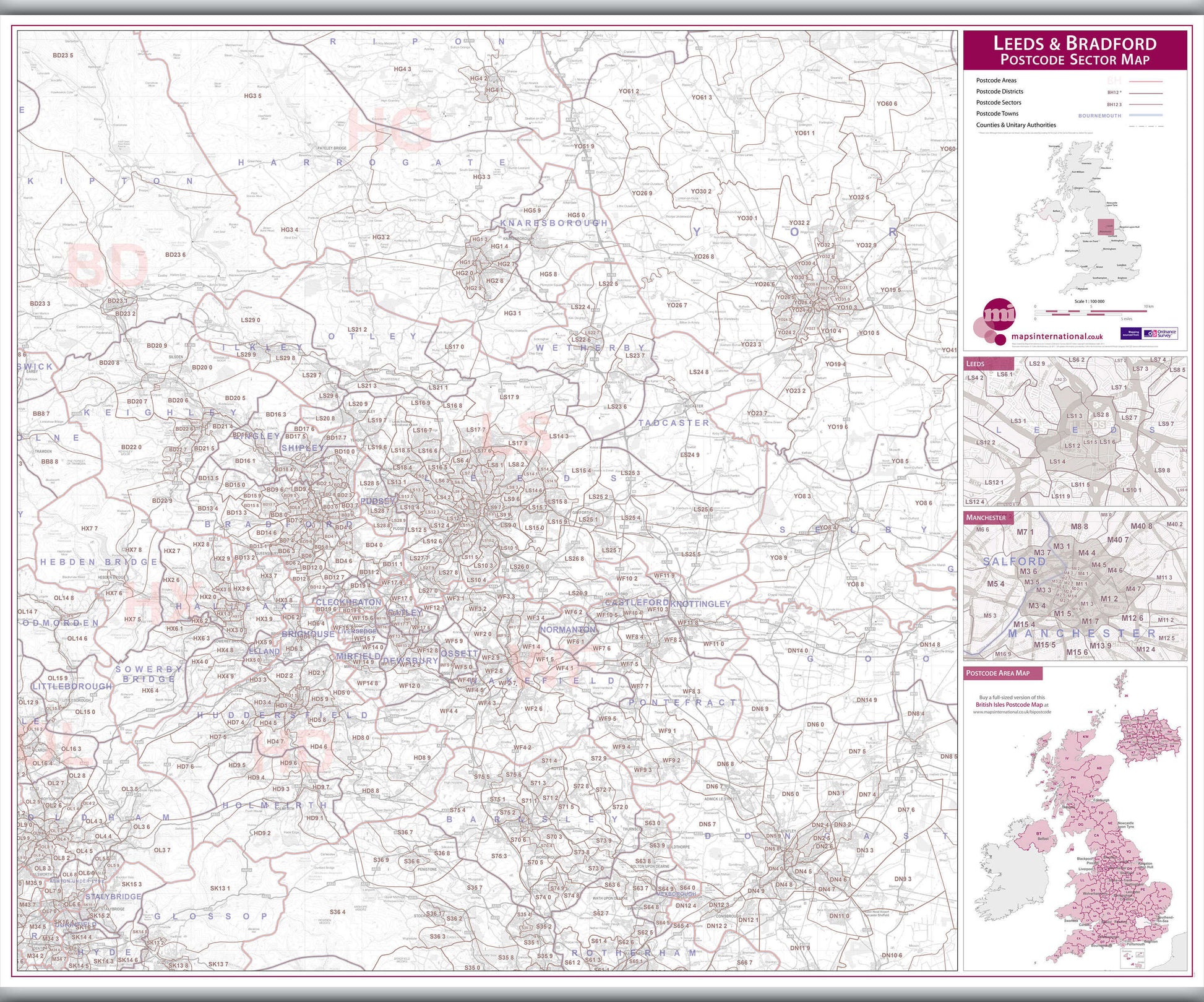 UK00774_L_LAMHB - Leeds and Bradford Postcode Sector Map