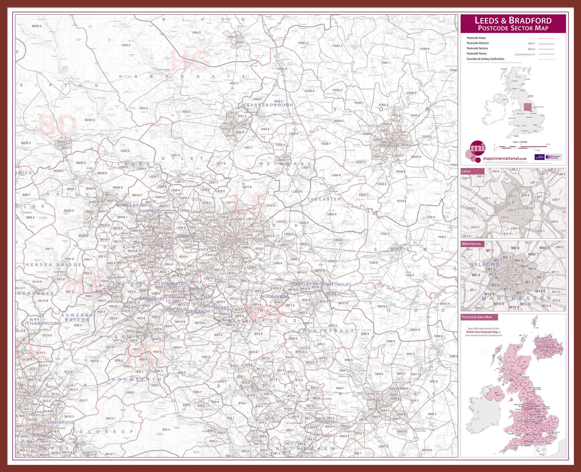 UK00774_L_LBDOK - Leeds and Bradford Postcode Sector Map