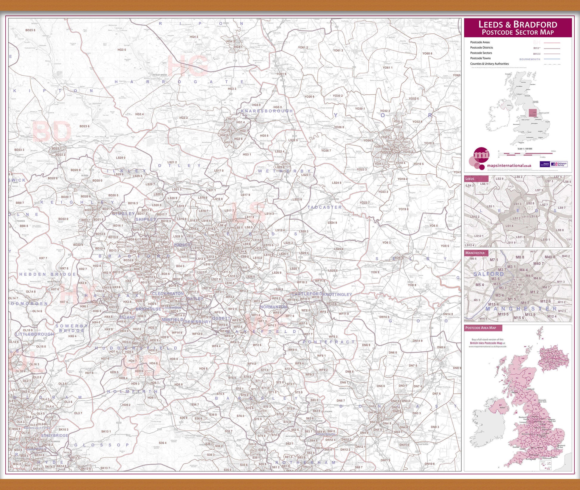 UK00774_L_LWDHB - Leeds and Bradford Postcode Sector Map