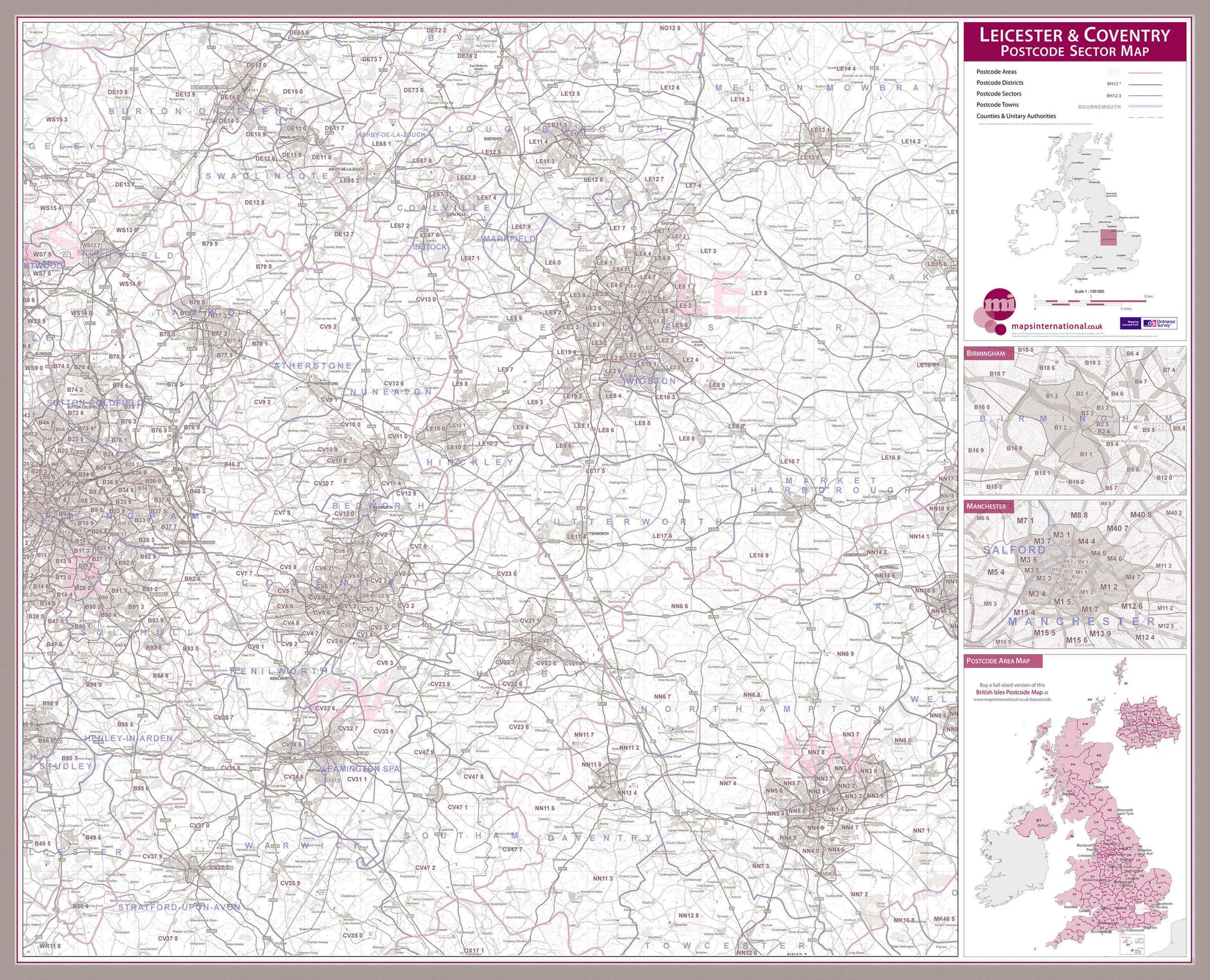 UK00775_L_LBDAL - Leicester and Coventry Postcode Sector Map
