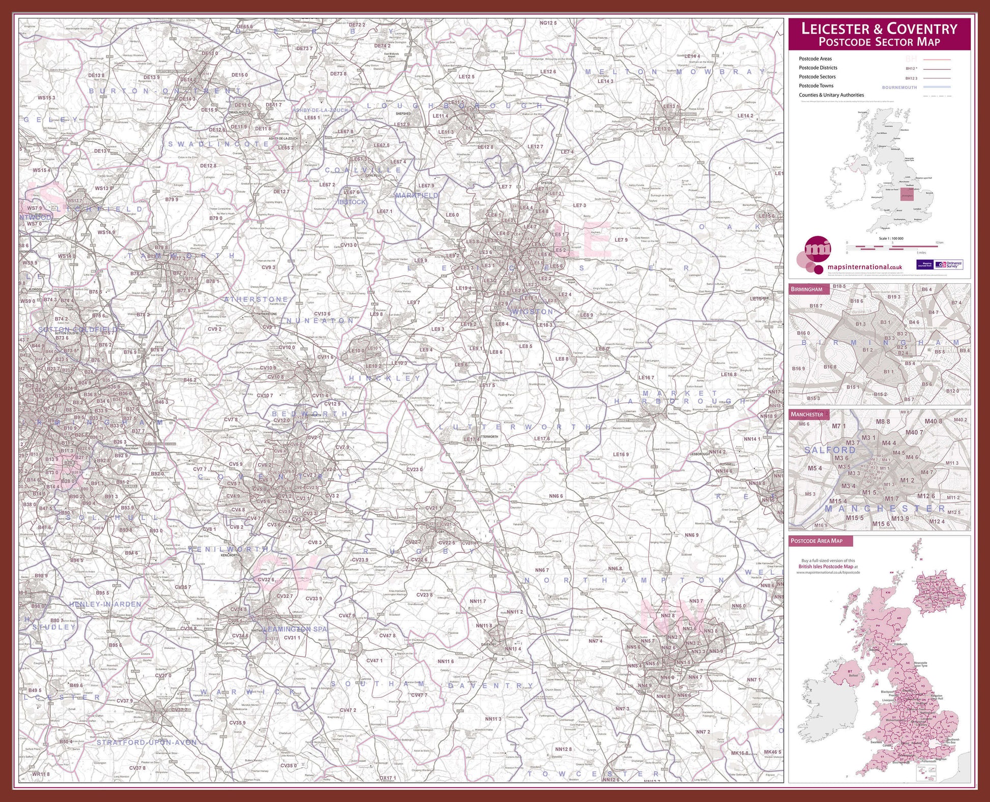 UK00775_L_LBDOK - Leicester and Coventry Postcode Sector Map