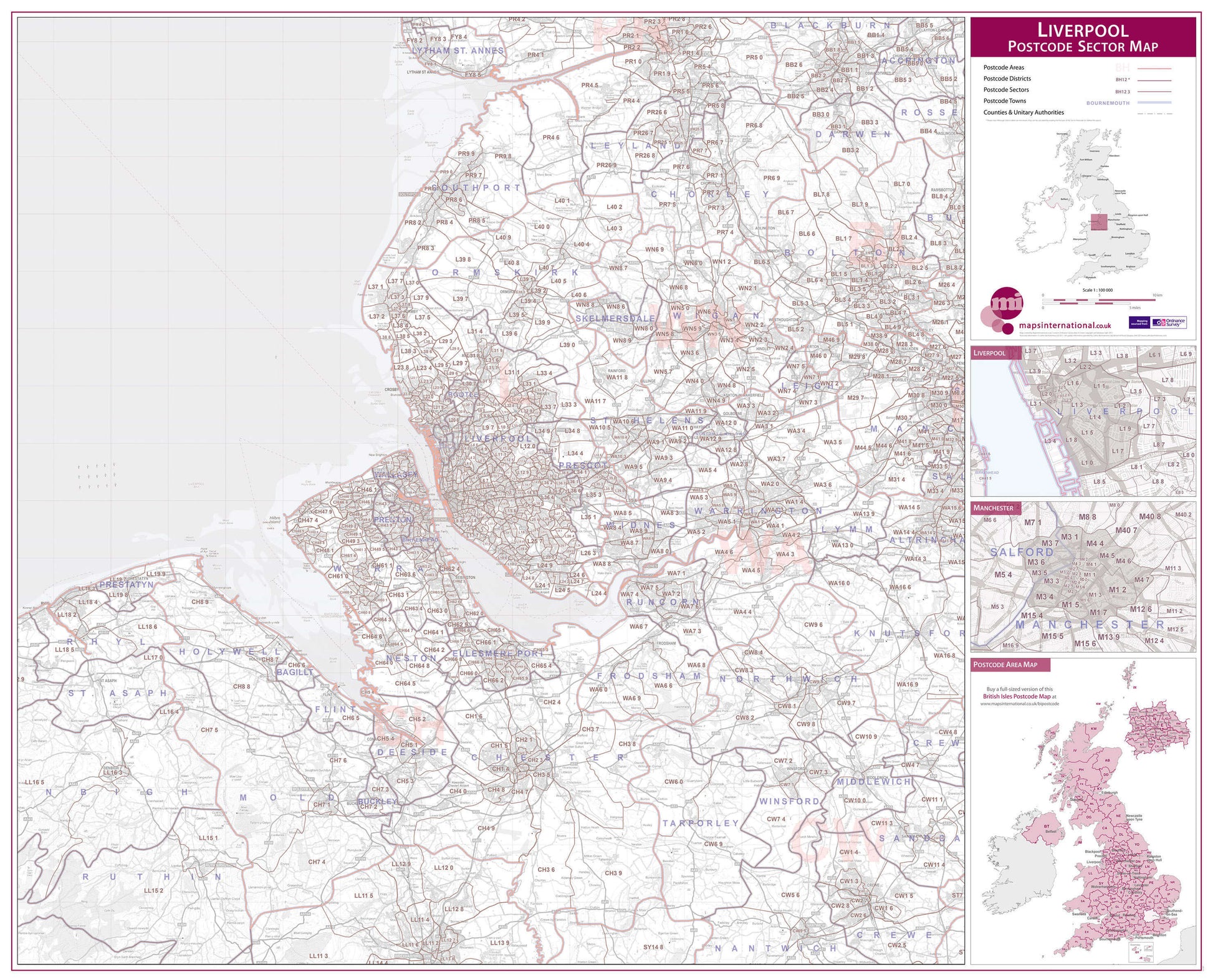 UK00776_L_PAPER - Liverpool Postcode Sector Map
