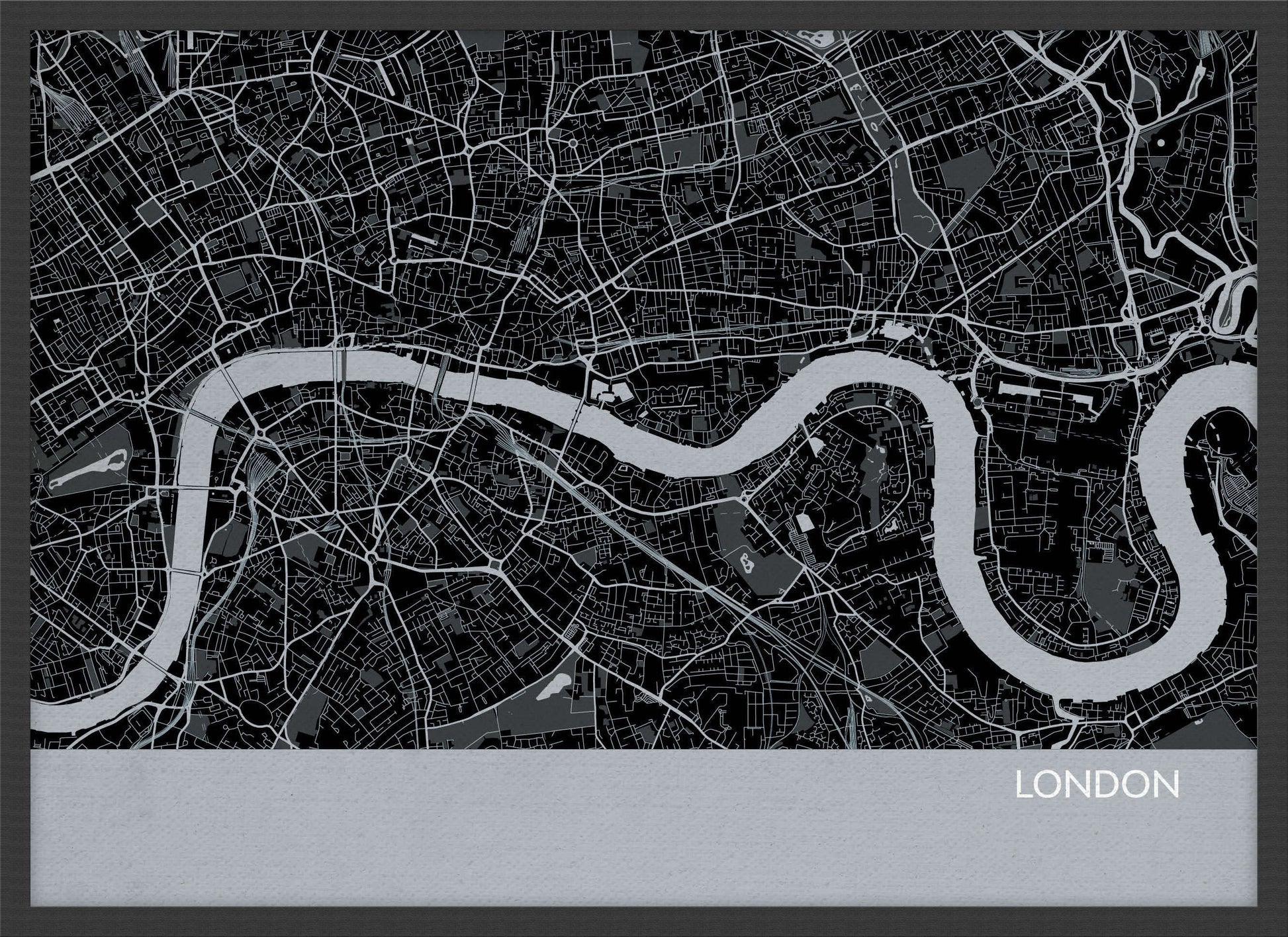LS01554_3_WDBLA - London City Street Map Print Charcoal