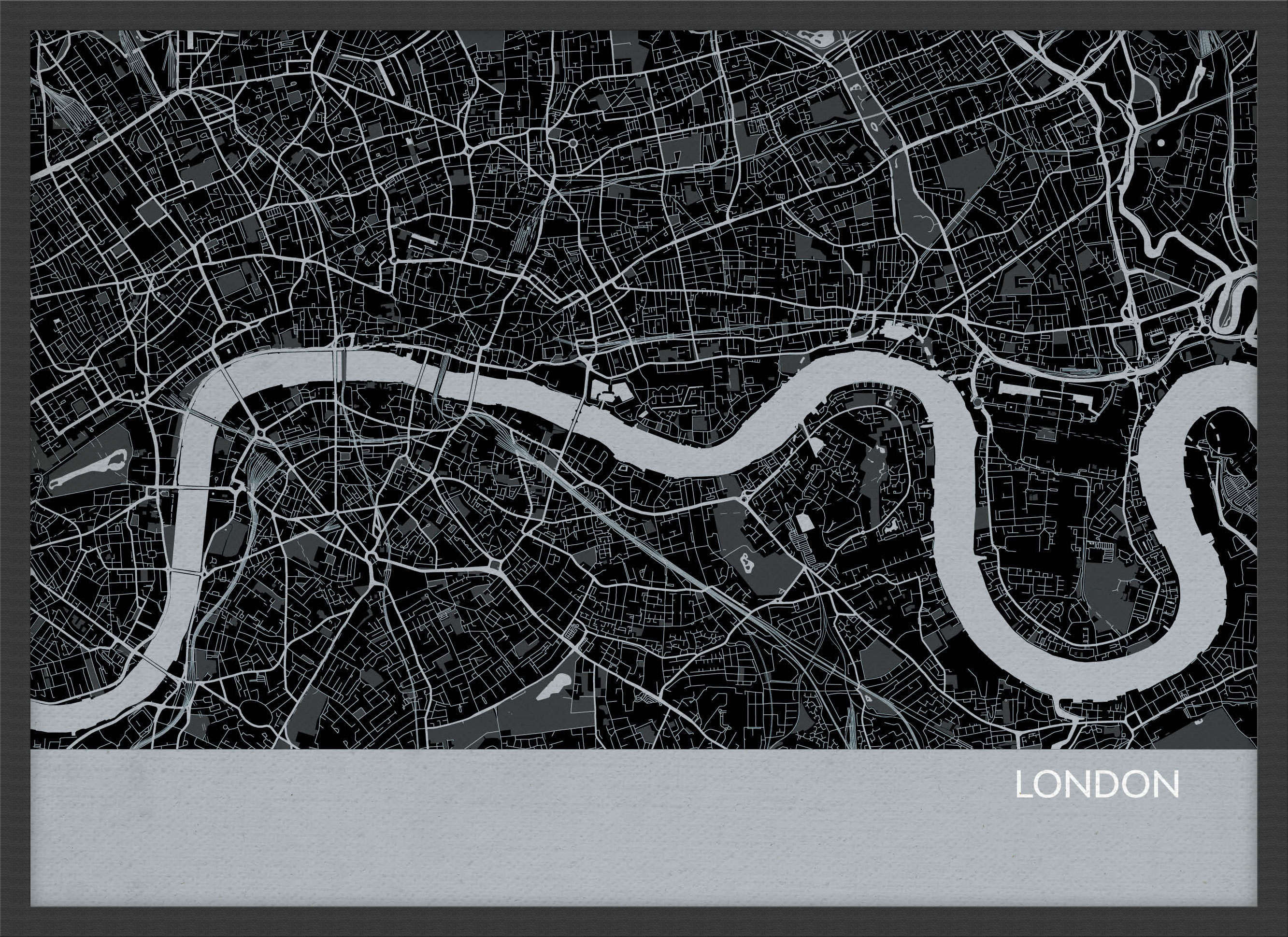 LS01554_4_WDBLA - London City Street Map Print Charcoal