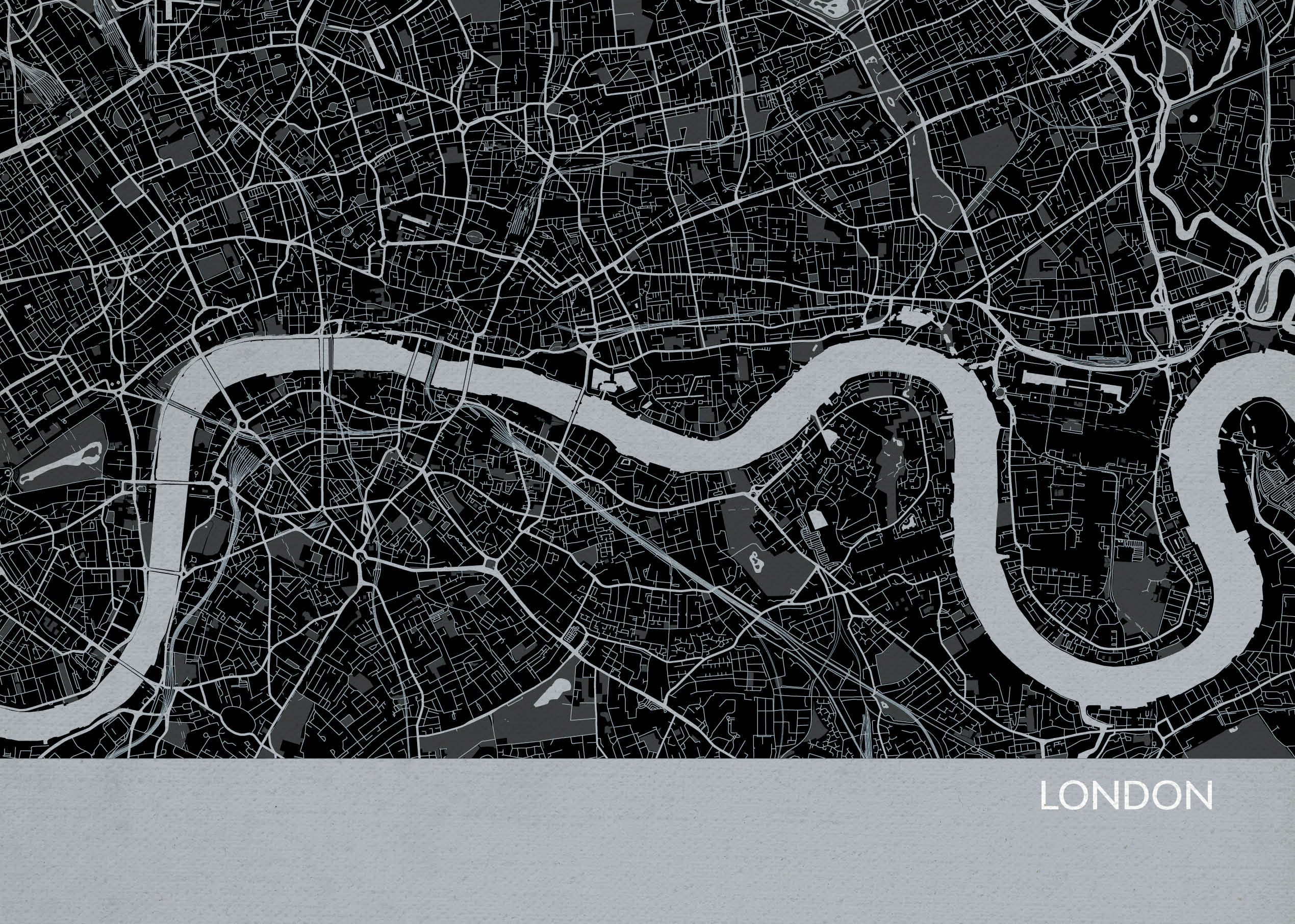 LS01554_3_MATTP - London City Street Map Print Charcoal