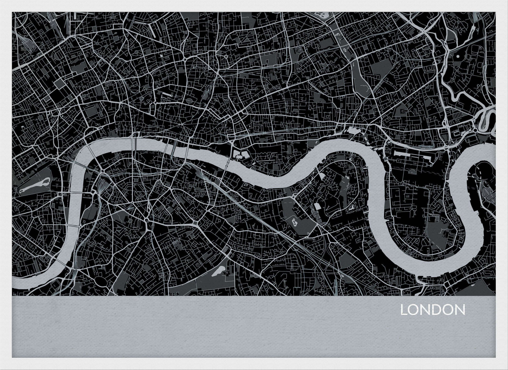 LS01554_3_WDWHI - London City Street Map Print Charcoal