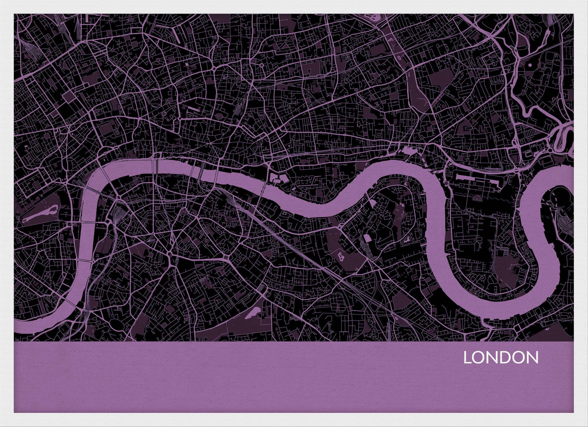 LS01555_S_WDWHI - London City Street Map Print Mauve