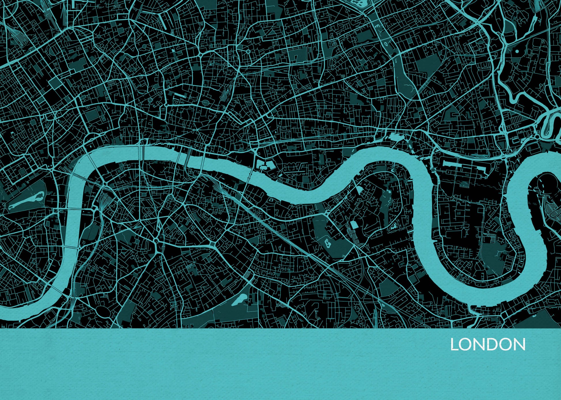 LS01565_S_MATTP - London City Street Map Print Turquoise